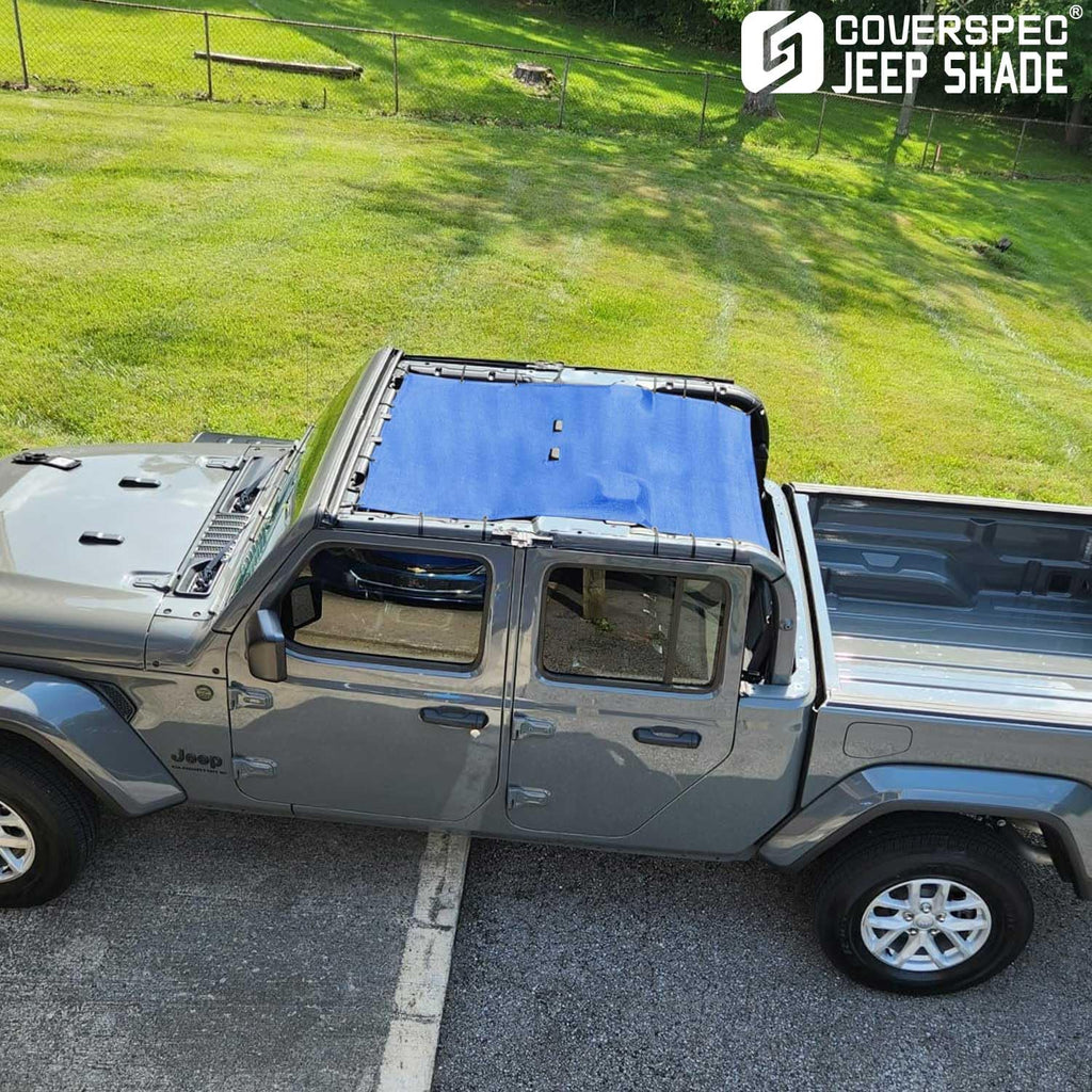 JT Top Sun Shade Roof Compatible with Jeep Gladiator 4 Door 2018 to 2023 Sunshade Sunroof Bikini Cover Blocks UV Wind Noise Black Mesh for Front and Rear 2 pcs