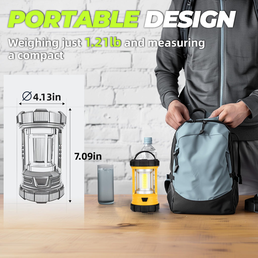 Favourlite Rechargeable Camping Lantern, 3000LM 360° LED Light for Power Outages, 4400mAh with USB-C Emergency Phone Charging, 5 Modes, Water-Resistant Tent Light with Hanging Hooks