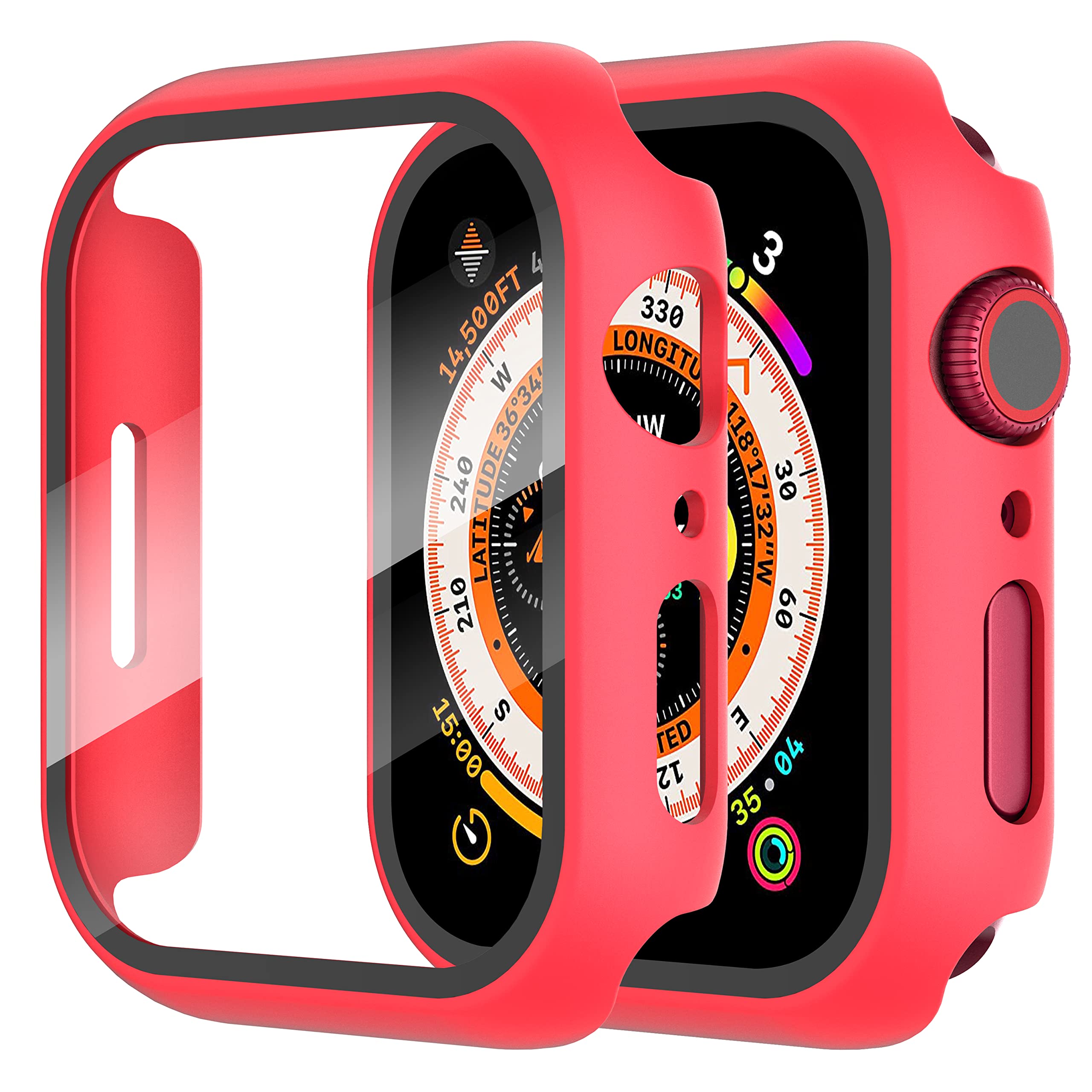 Diruite 2-Pack for Apple Watch Series 3/2/1 38mm Case, Ultra-Thin All-Around Tempered Glass Screen Protector Protection Cover for iWatch 38mm - Black