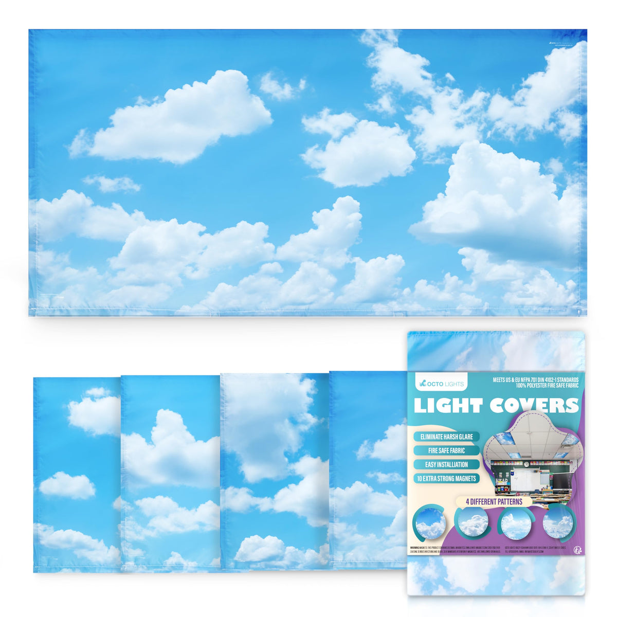Fluorescent Light Covers for Ceiling Lights - 4 Seasons Magnetic Cover for Fluorescent Or LED Fixture - Must Haves Teacher Supplies - Classroom, Home, Office Cubicle Decor - Filters Overhead Lighting