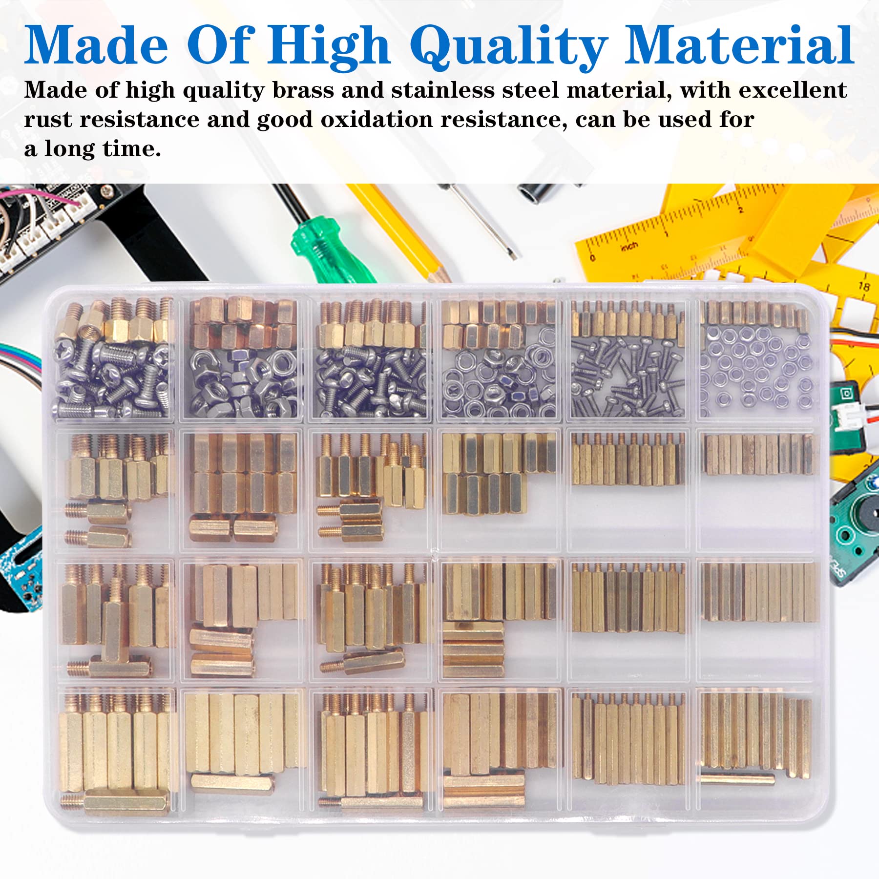 400Pcs M2 Motherboard Standoffs&Screws&Nuts Kit, Hex Male-Female Brass Spacer Standoffs, Laptop Screws for DIY Computer Build, Electronic Projects, Raspberry Pi, Circuit Board etc.