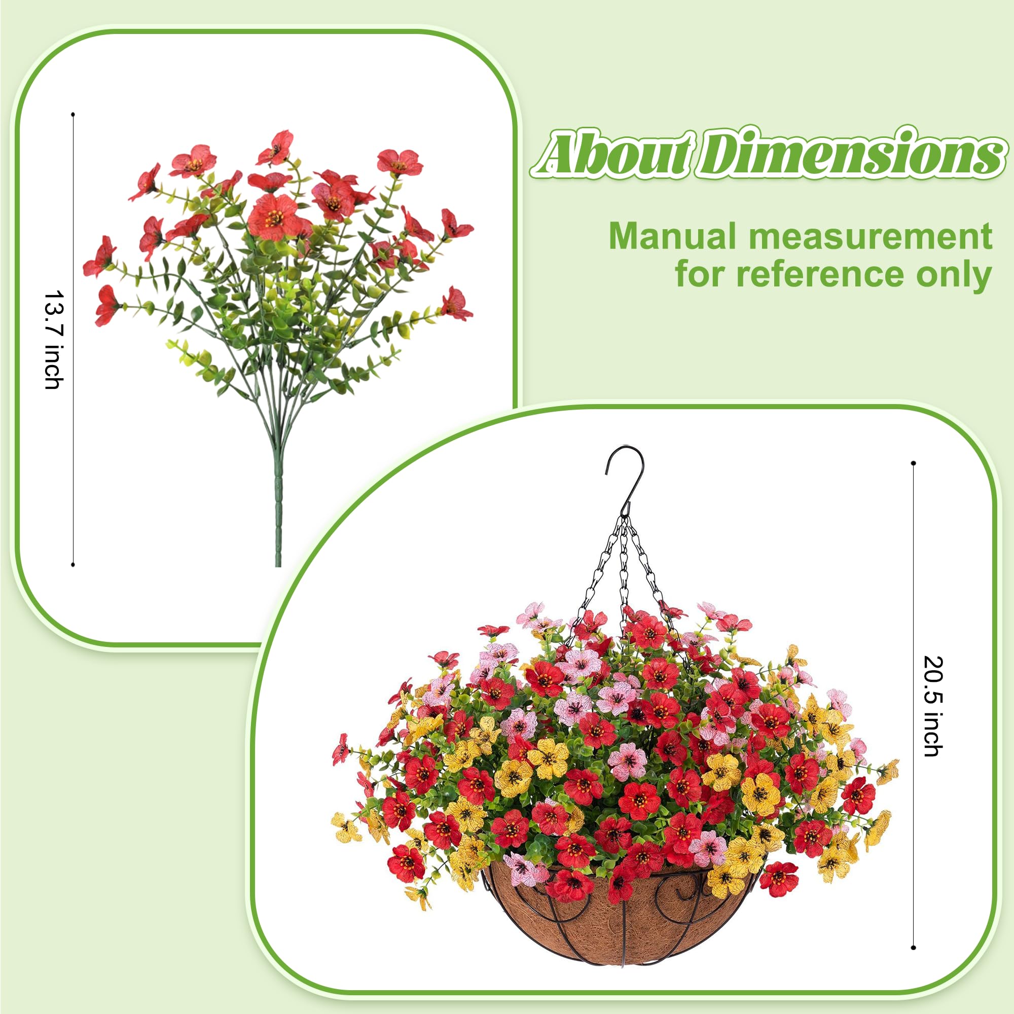 Ammyoo Artificial Faux Hanging Plants Flowers Basket for Spring Outdoor Decoration, Fake Silk Daisy UV Resistant Look Real with Eucalyptus Leaves Summer Outside Decor for Home Patio Garden