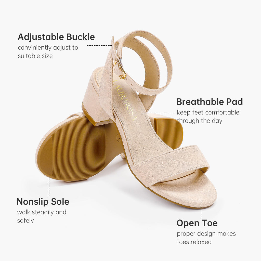 LAURMOSA High Heels for Kids Open Toe Dress Shoes for Girls Ankle Strap Pump Shoes Flower Girl Sandals Wedding Party for Little Big Kids