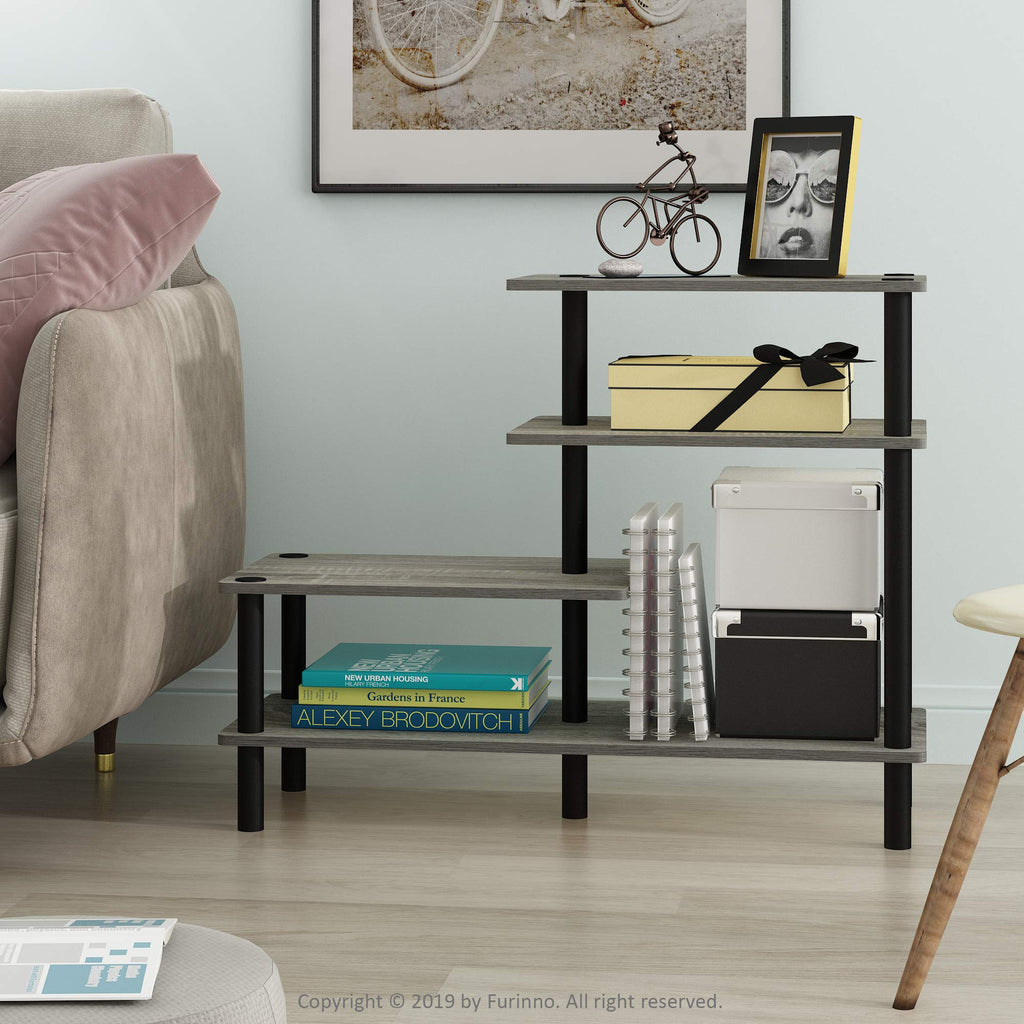Furinno Turn-N-Tube 4-Tier Design Display Rack, Espresso/Black