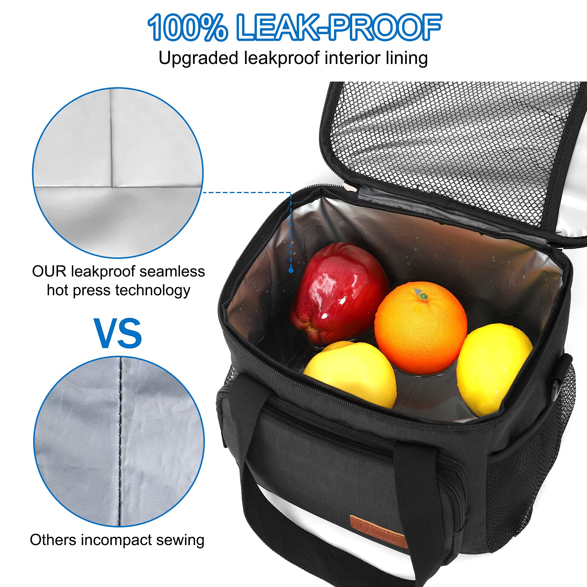 Femuar Lunch Bags for Women/Men, Insulated Lunch Bag for Work Office Picnic - Large Lunch Cooler Bag Leakproof Lunch Box with Adjustable Shoulder Strap for Adults - Grey (15L)