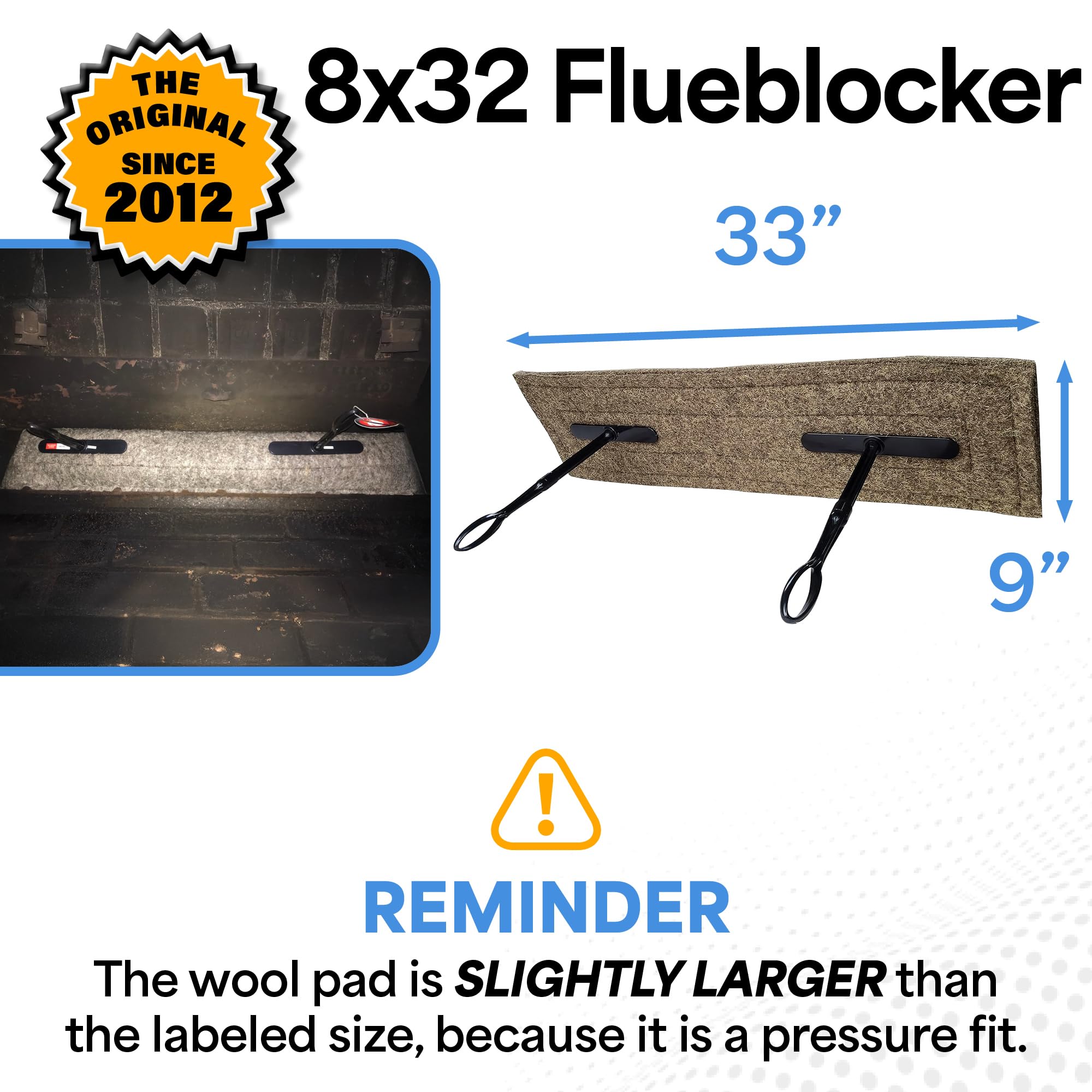 Flueblocker for 5"X14" Chimney Flue – Chimney Sheep Fireplace Draft Stopper Plug Replacement Damper Fireplace Tool – Better Than Inflatable Pillow or Balloon–Save Energy Block Odor & Debris