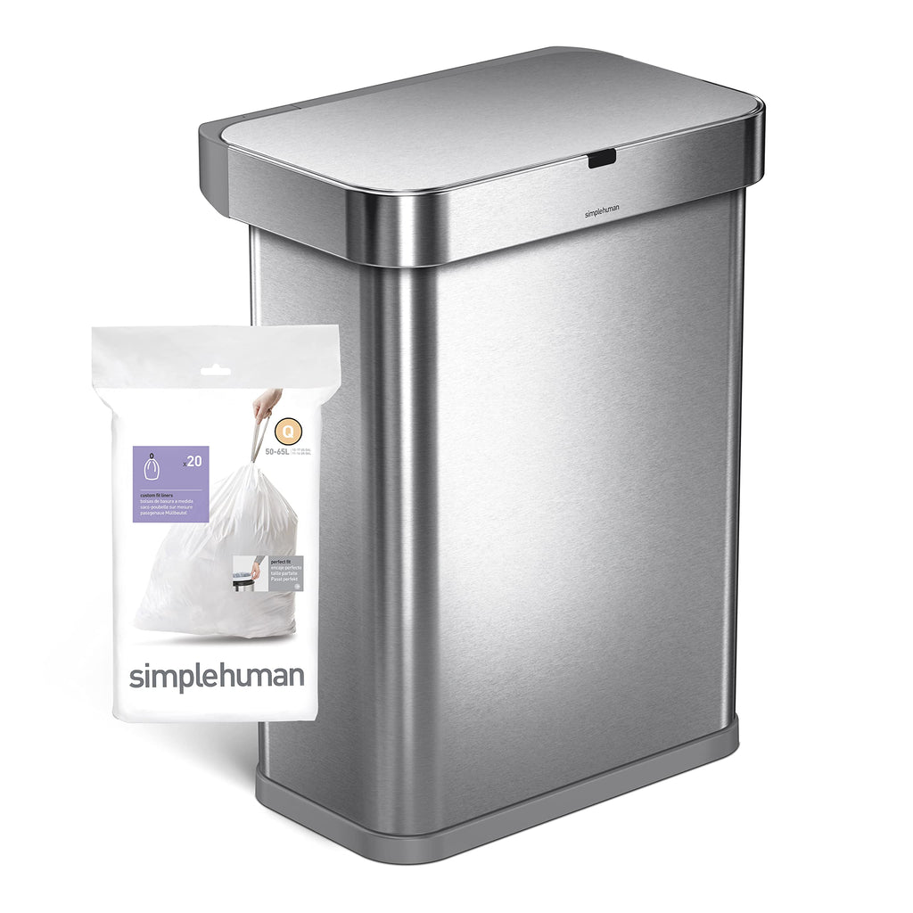 simplehuman Code H 60 Count, Genuine Odorsorb Custom Fit Liners, Drawstring Odor Absorbing Trash Bags in Dispenser Packs, 30-35 Liter / 8-9 Gallon
