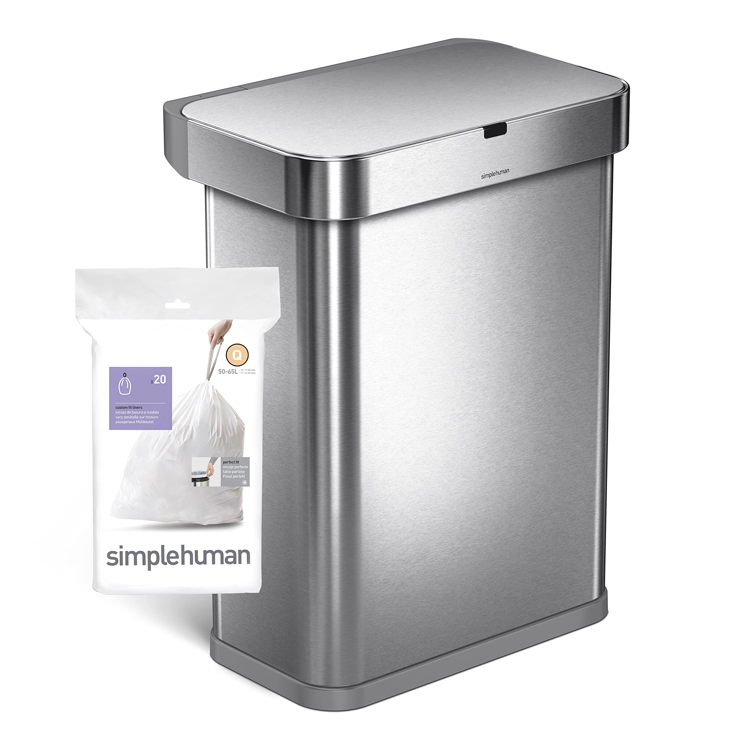 simplehuman Code H 60 Count, Genuine Odorsorb Custom Fit Liners, Drawstring Odor Absorbing Trash Bags in Dispenser Packs, 30-35 Liter / 8-9 Gallon
