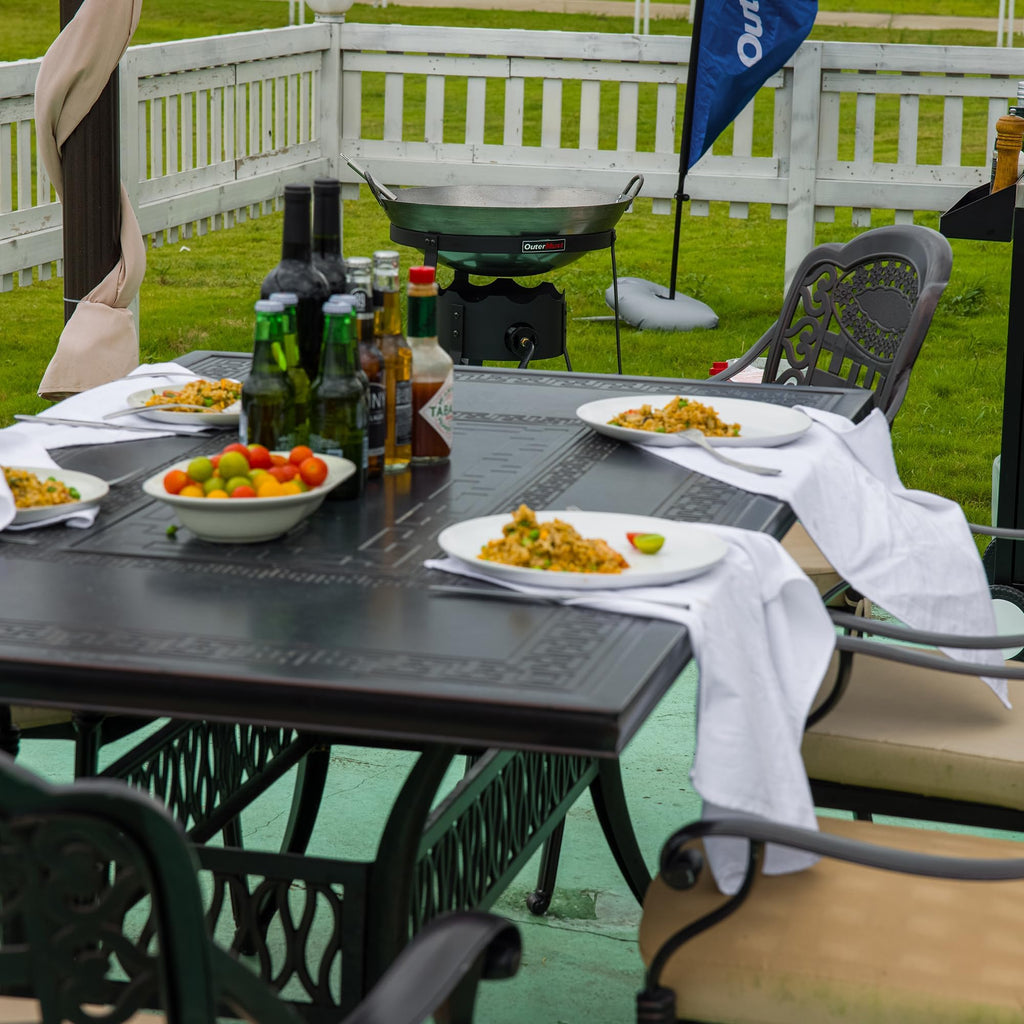 OuterMust Outdoor Cooker Wok Station with Cover, Iron Wok, Electronic Ignition and Burner 54000 BTU for BBQ, Backyard