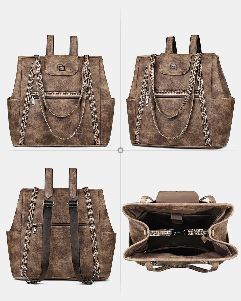 FADEON Large Laptop Tote Bag for Women Designer Leather Laptop Bag Fashion Travel Backpack Purse Shoulder Handbag