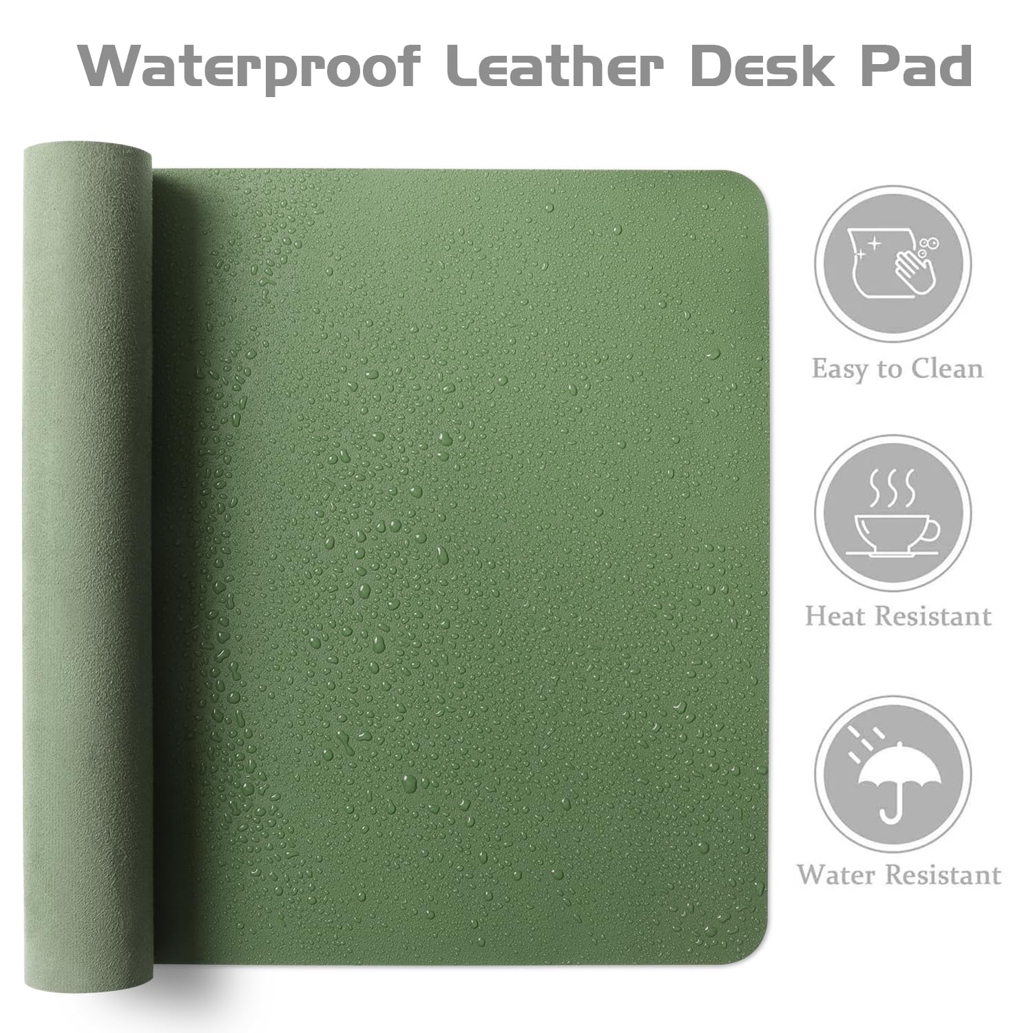 Aothia Leather Desk Pad Protector - Large Mouse Pad, Office Mat, Non-Slip PU Leather Blotter, Laptop Desk Pad, Waterproof Writing Pad for Office and Home (Beige, 38" x 13.7")