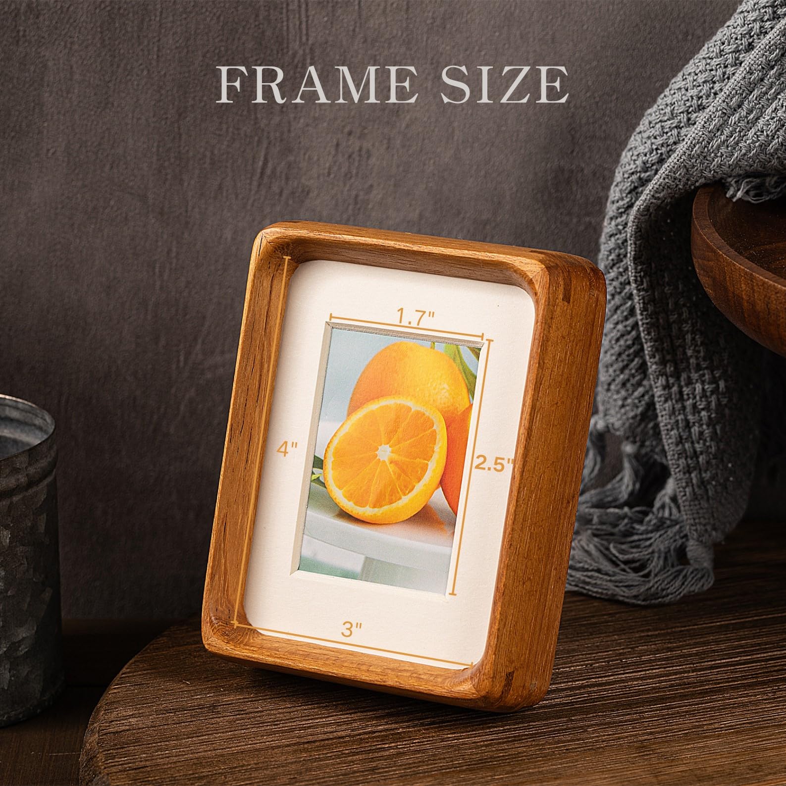 Mini Wood Picture Frame,Small Picture Frames 2x3 with Tiny Mat | Cute Polaroid Picture Frame,Teak Solid Natural Wood Tiny Photo Frame, Tabletop and Wall Mounting