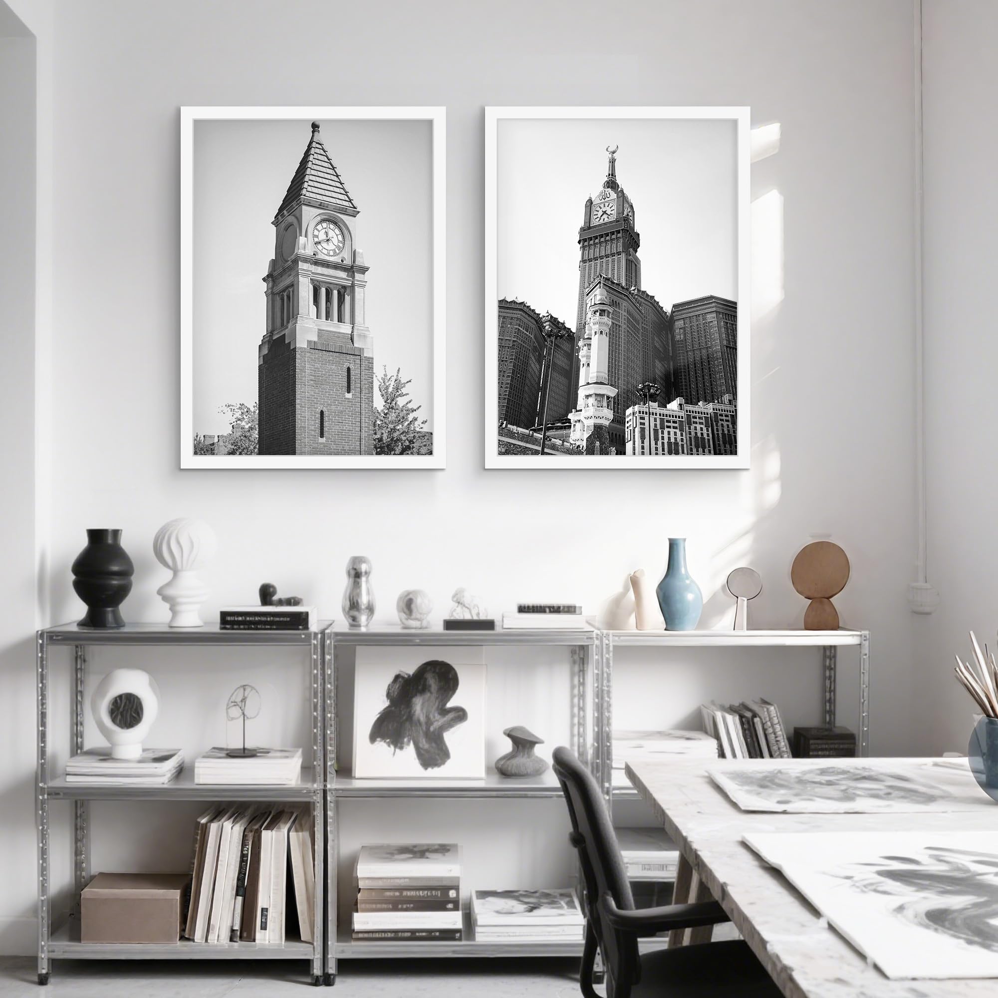 16x24 Black Frame 2 Pack, Engineered Wood for 24 x 16 in Poster | Horizontal or Vertical Wall Mounting, 24x16 Poster Frames for Gallery, Office, and Home Decor