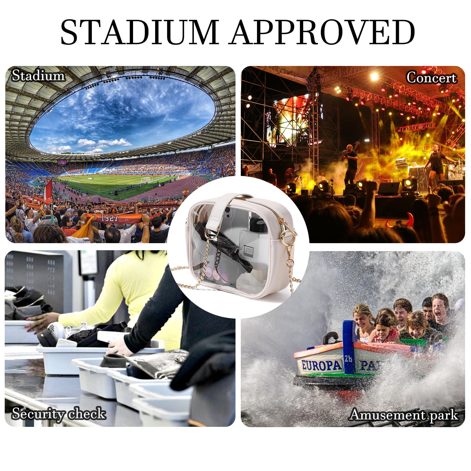 TOBVZOO Clear Bag Stadium Approved, Crossbody Transparent Bag for Concerts Sports Events, Purses for Men & Women