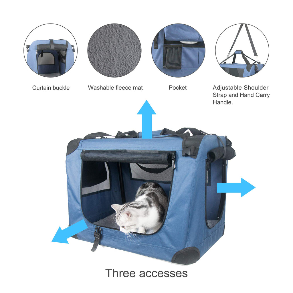 Prutapet Large Cat Carrier 24"x16.5"x16.5" Portable Dog Crate for Small Medium Dogs Collapsible Traveling Pet Crate with Collapsible Bowl