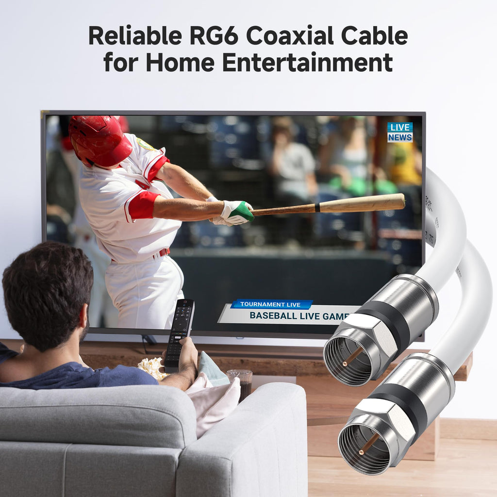 Cable Matters Short RG6 Coaxial Cable - 1.5ft, [CL2 Rated for in-Wall Use](CM) Quad Shield Coaxial Cable, RG6 Coax Cord for TV, Digital Router, Satellite Receiver and More, Black