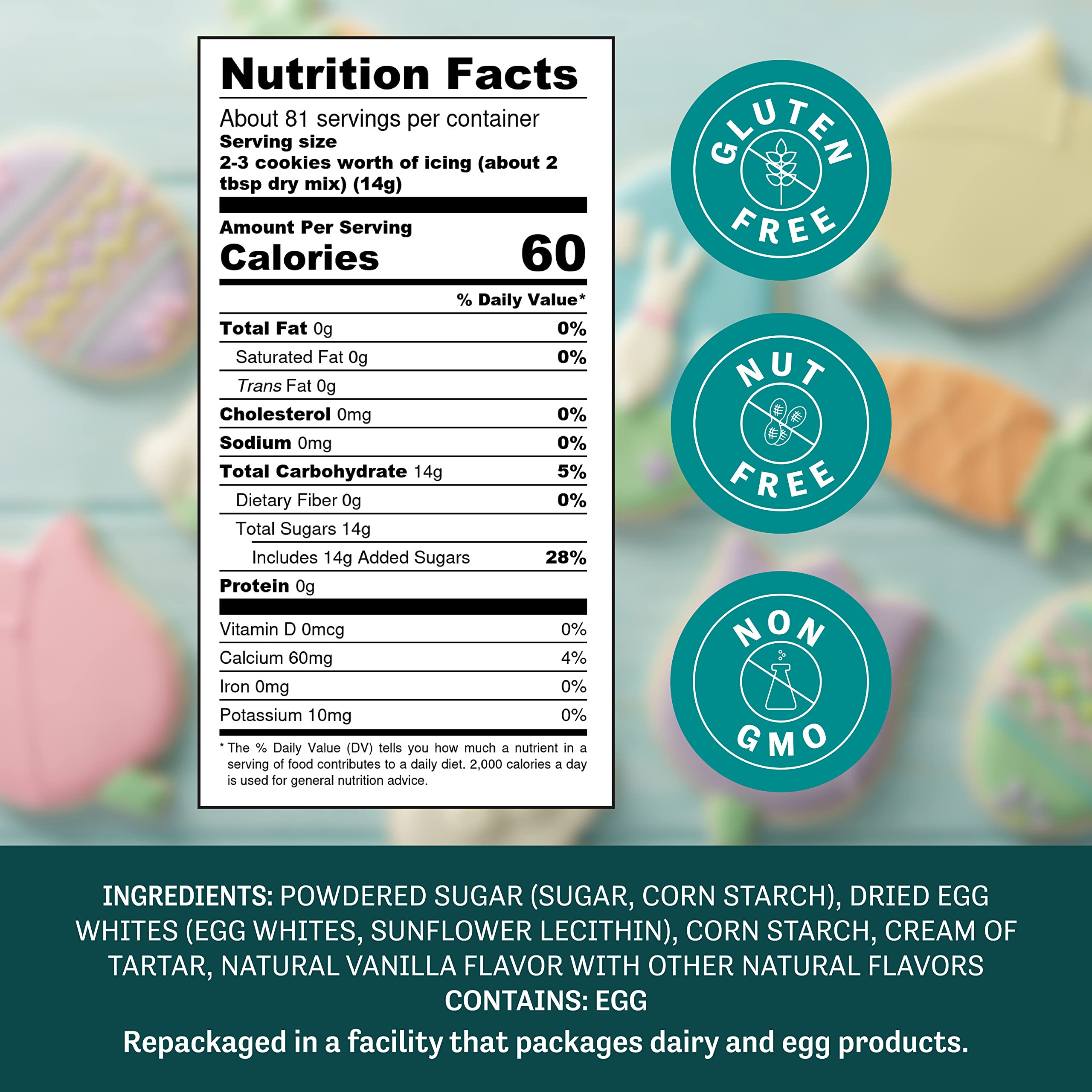 Judee's Gluten Free Royal Icing Mix - Easy Mixing with Meringue Powder - For Sugar Cookie Decorating & Cookie Icing - Gluten Free Meringue Powder & Nut Free Baking Mix - 8 Oz