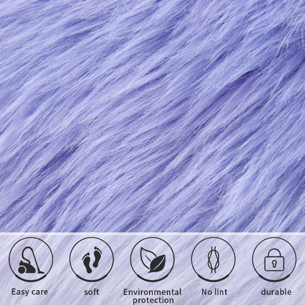 Softlife Black Faux Fur Sheepskin Chair Cover Seats Cushion Pad Super Soft Area Rugs for Living Bedroom Sofa Dorm (1.6ft x 1.6ft)