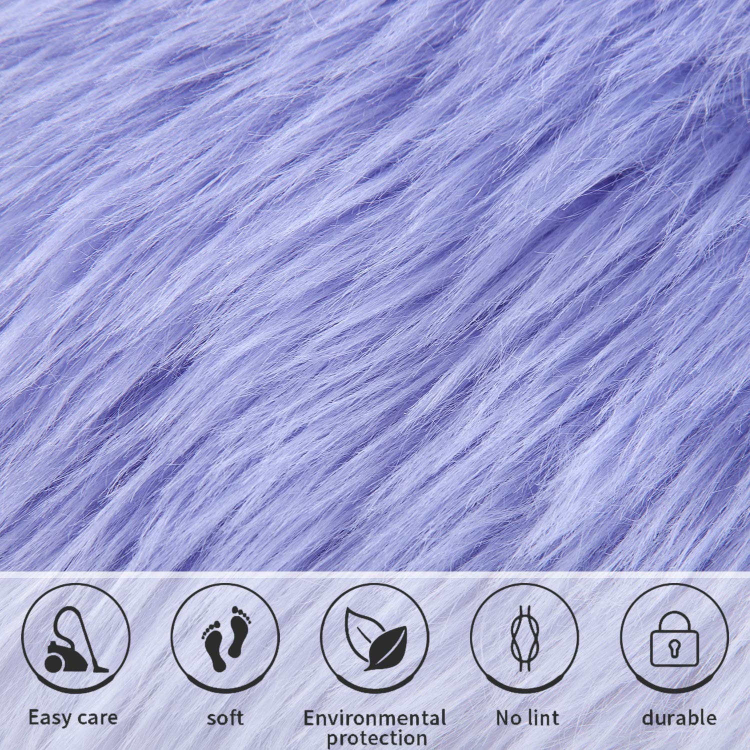Softlife Black Faux Fur Sheepskin Chair Cover Seats Cushion Pad Super Soft Area Rugs for Living Bedroom Sofa Dorm (1.6ft x 1.6ft)