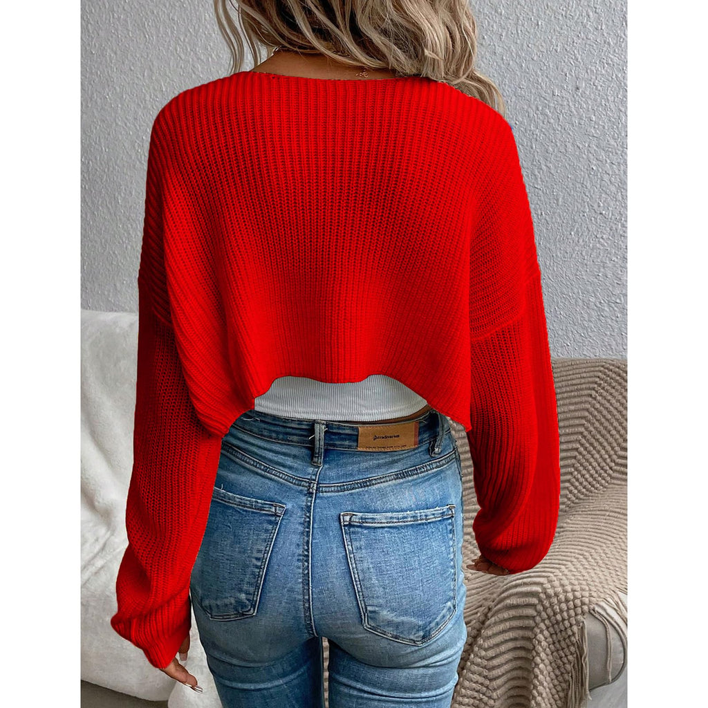 Women's Cardigan Shrugs Long Sleeve Knit Cropped Bolero Shrug Open Front Casual Cardigans for Dresses