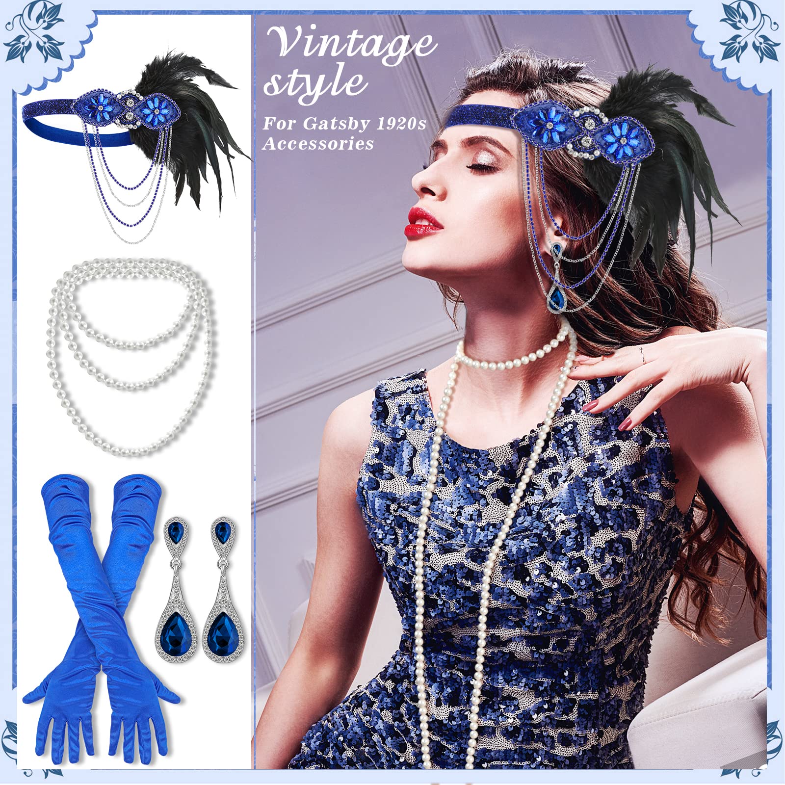 Cridoz Flapper Accessories for Women - 1920s Gatsby & Roaring 20s Style