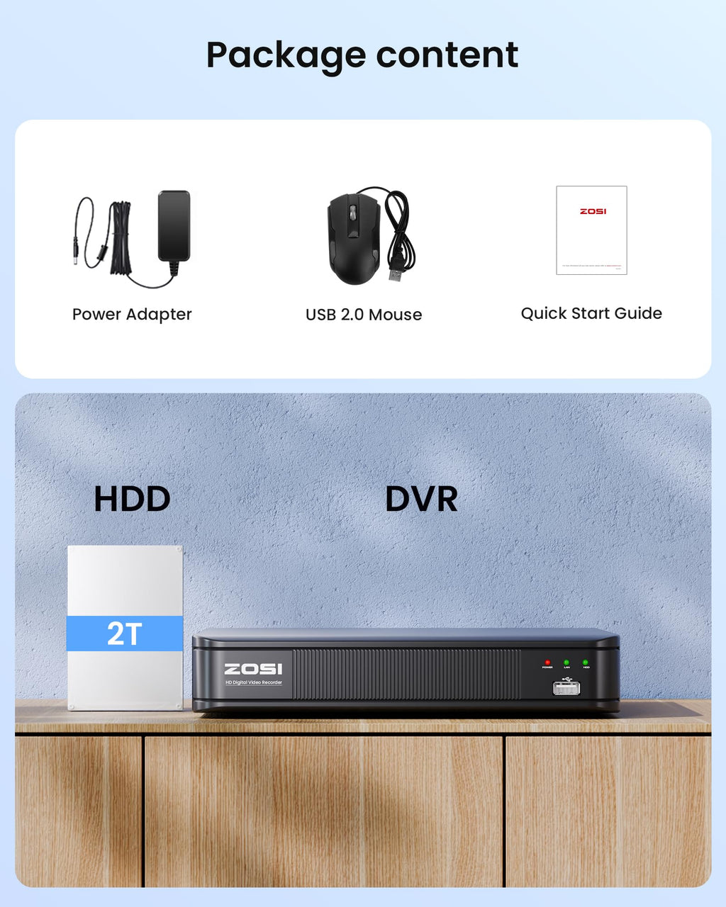 ZOSI H.265+ 1080P FHD 16 Channel DVR for Home Security Camera System with AI Human Vehicle Detection, Hybrid 4-in-1(Analog/AHD/TVI/CVI) Surveillance CCTV DVR Recorder, Remote Access, Email Alarm