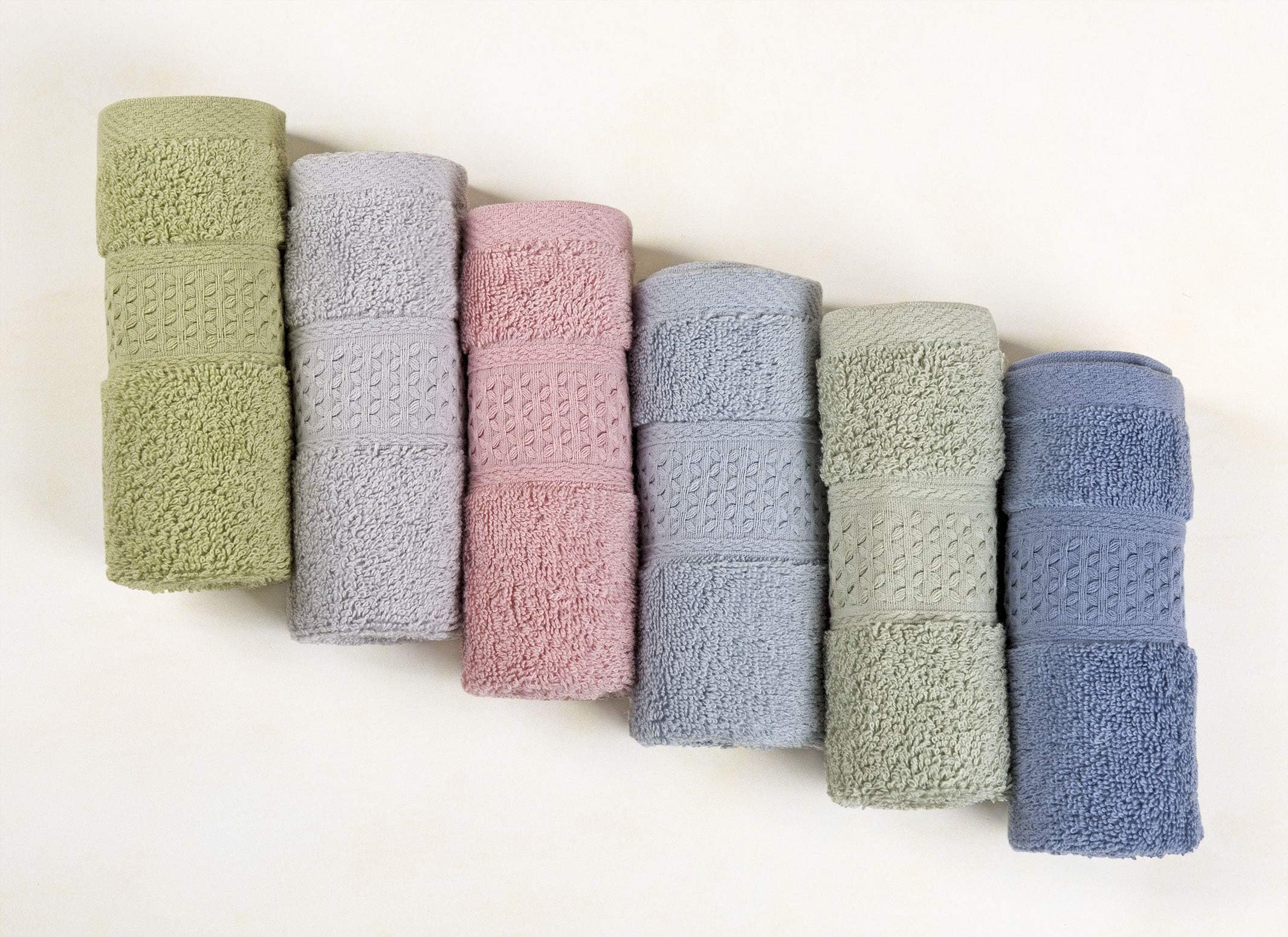 Cleanbear Face-Cloth Washcloths Set,100% Cotton, High Absorbent, 6-Pack 6 Colors, Size13 x13-deep Color