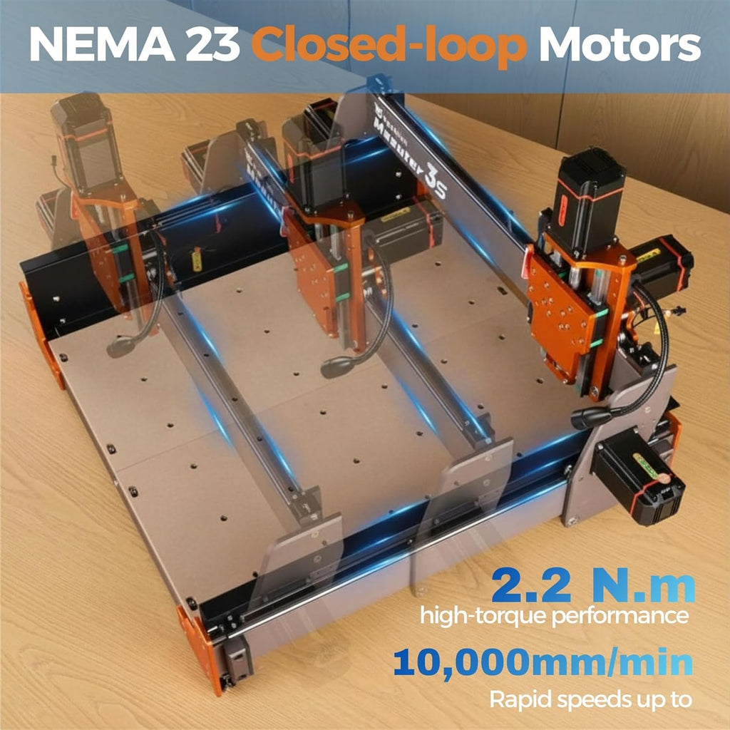 FoxAlien Masuter 3S CNC Router Machine with NEMA 23 Closed-Loop Stepper Motor, 400W Spindle 3 Axis Engraving Milling Machine for Wood Acrylic Aluminum Carving Cutting