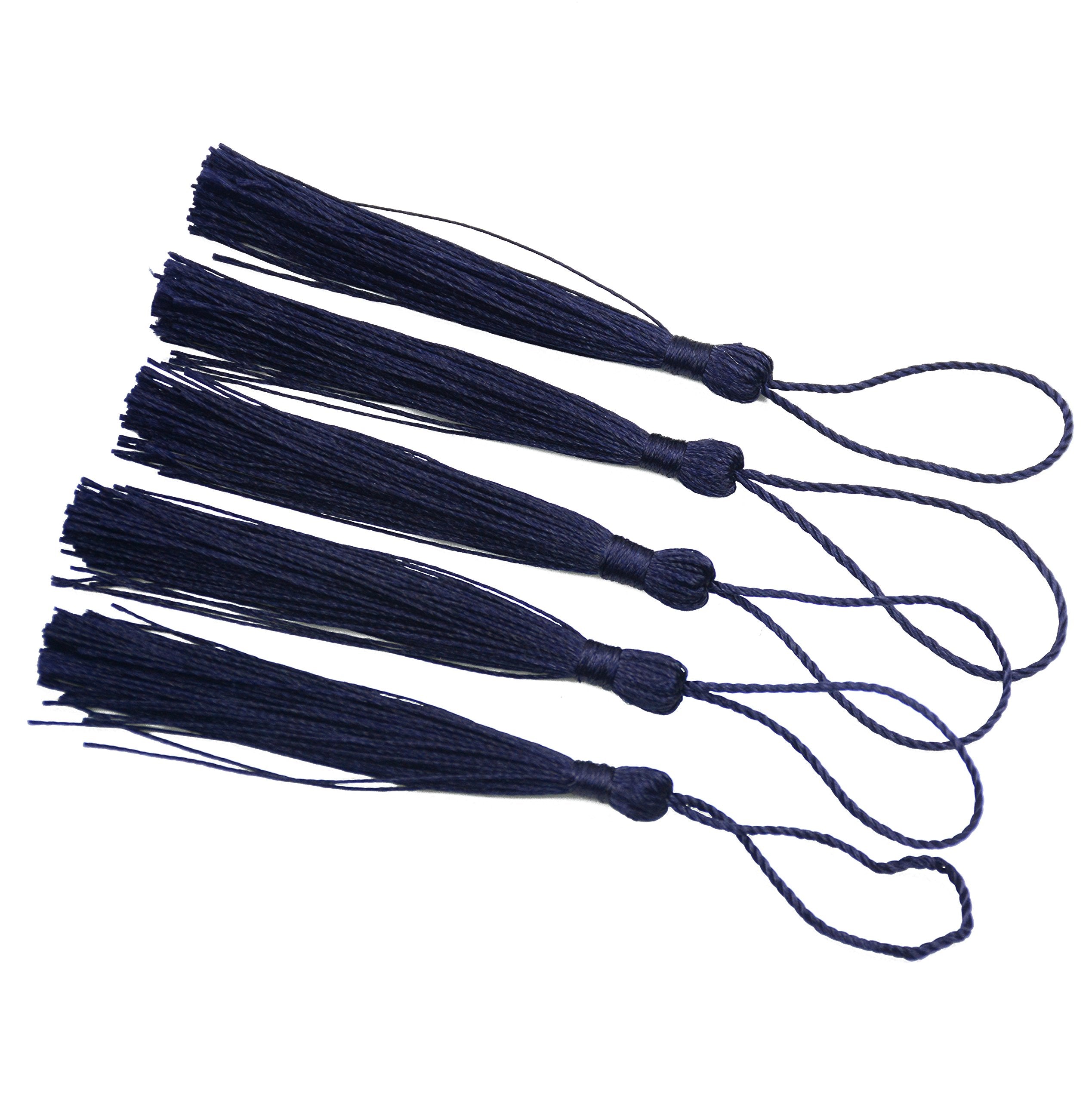 Makhry 100pcs 13cm/5 Inch Silky Floss Bookmark Tassels with 2-Inch Cord Loop and Small Chinese Knot for Jewelry Making, Souvenir, Bookmarks, DIY Craft Accessory (Dark Grey)