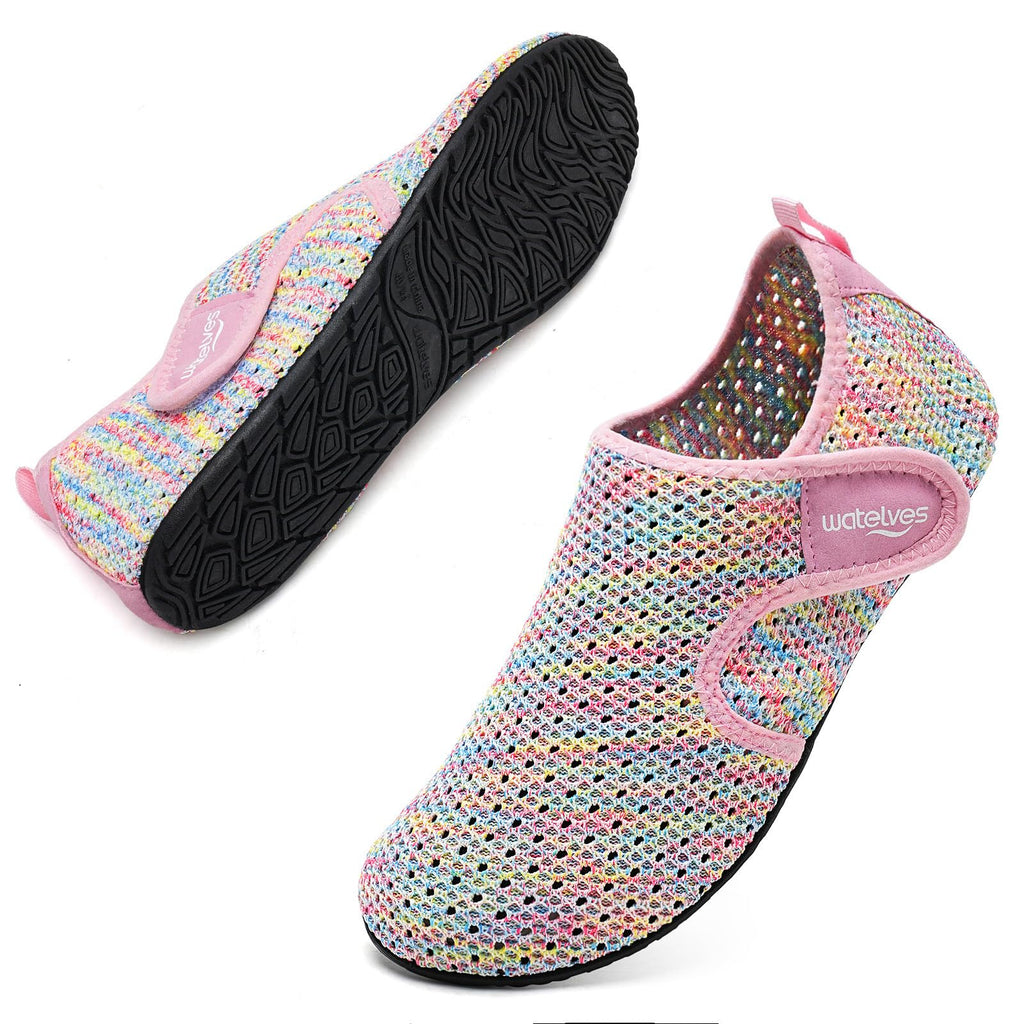 WateLves Water Shoes for Women Men Swim Beach Aqua Socks Quick Dry Barefoot House Slippers Travel Shoes with Adjustable Magic Tape for Pool Diving Boating Yoga Surf