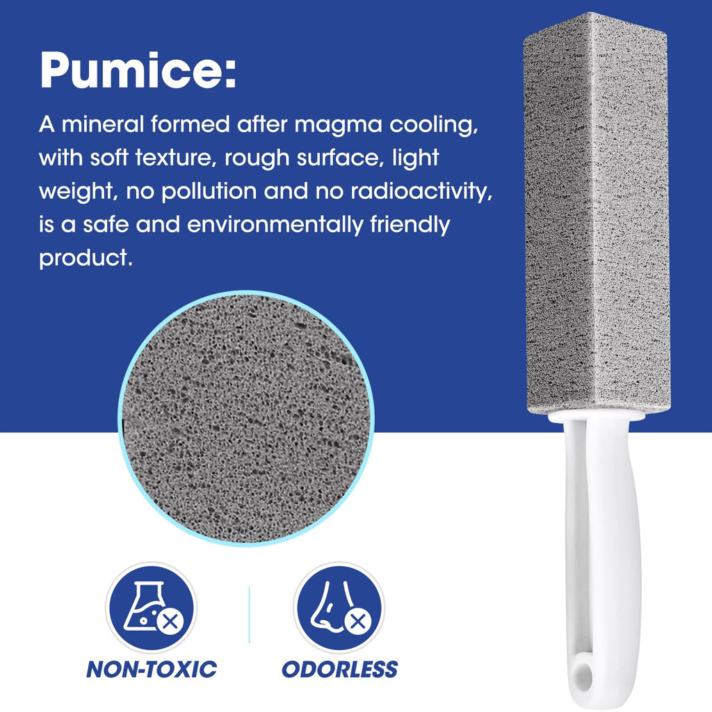 AZEN 5 Pack Pumice Stone for Cleaning, Pumie Scouring Stick with Handle, Pumice Stone Toilet Bowl Cleaner, Hard Water Stain Remover for Toilet, Bathroom, Kitchen Sink, Grill