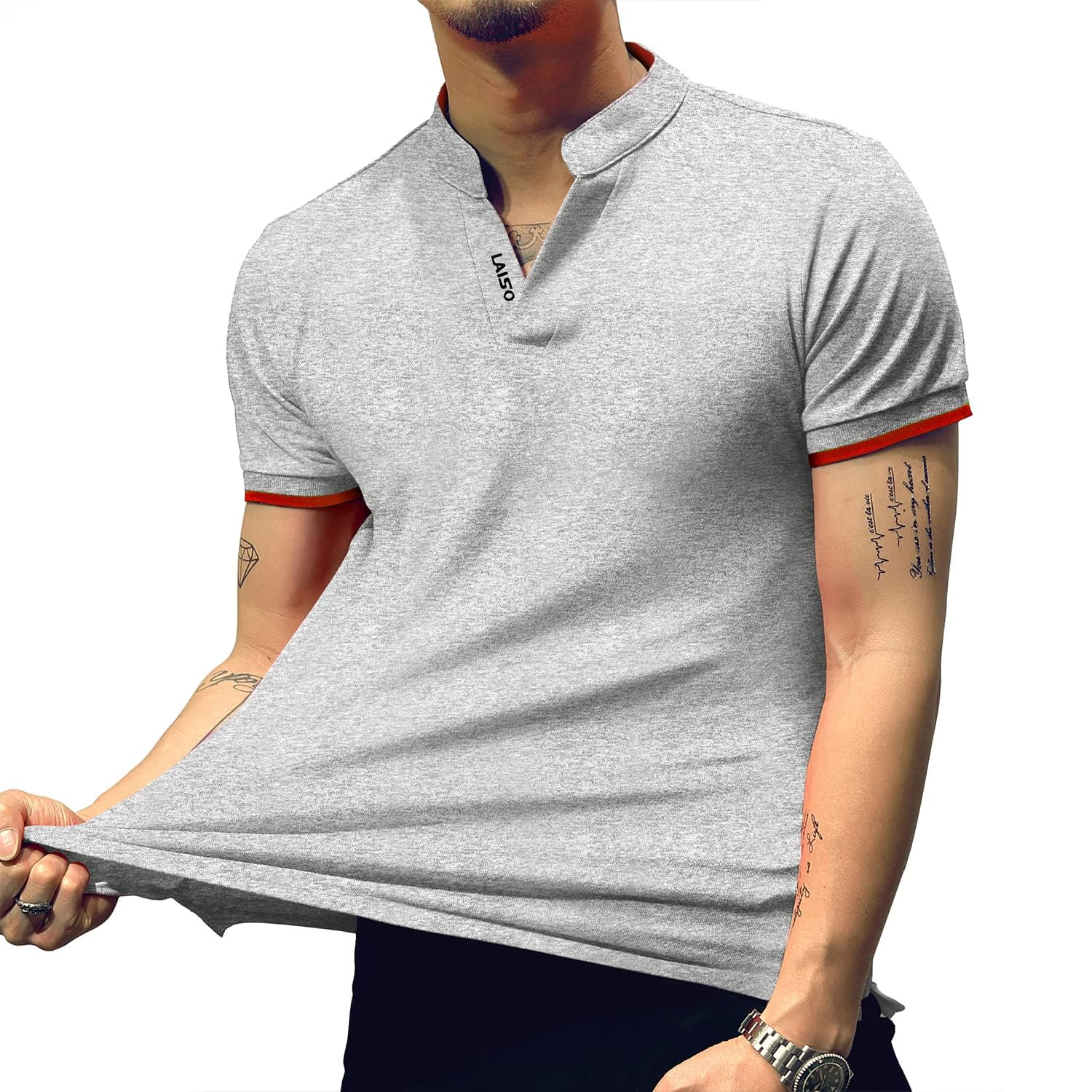 LOGEEYAR Mens Fashion Polo Henley Shirts Short/Long Sleeve Casual T-Shirts Slim Fit Cotton Polo Shirts for Men