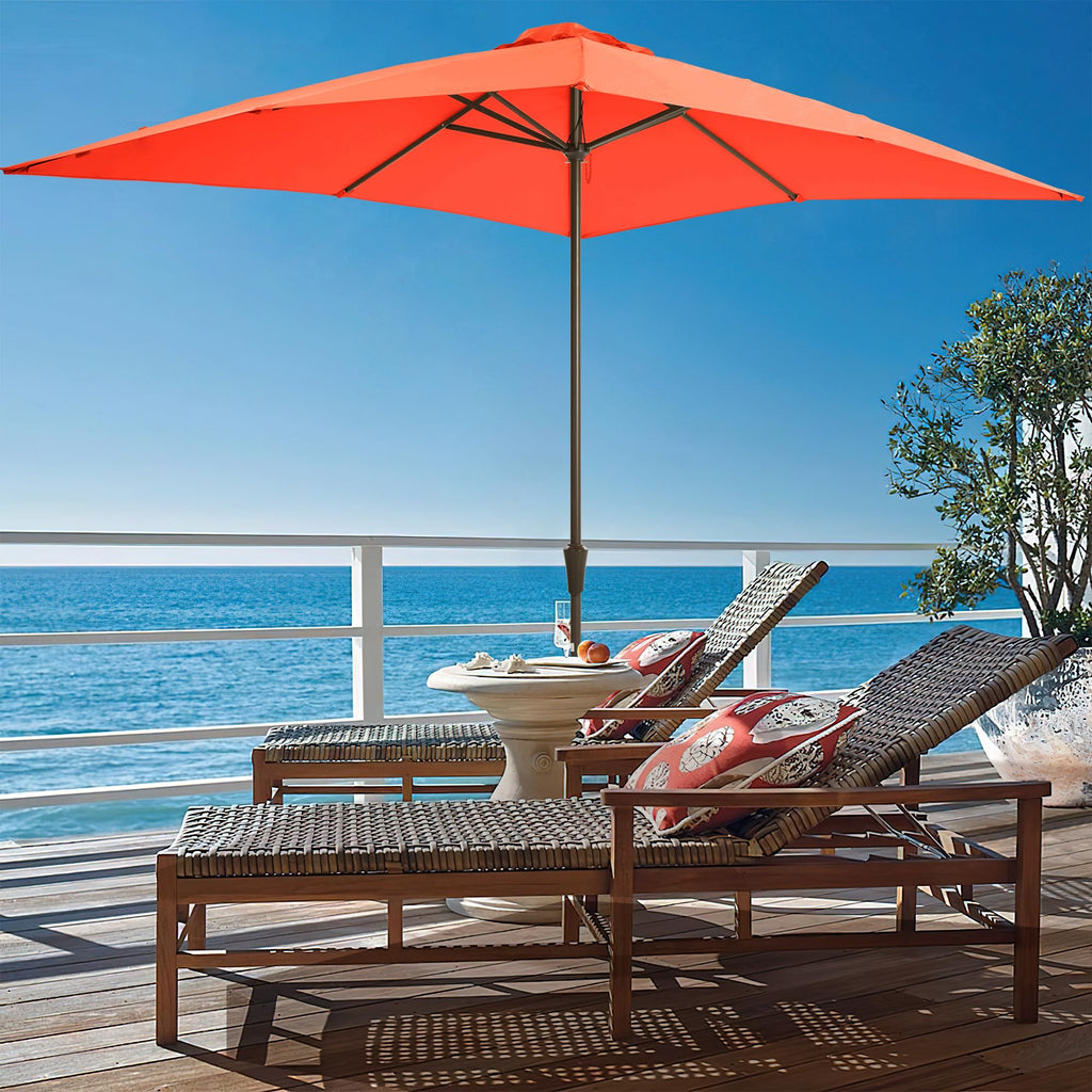 Ayge 6.5x10FT Rectangular Patio Umbrella Outdoor Table Umbrella w/Push Button Tilt & Crank Rectangle Market Umbrella UV Protection for Garden,Deck,Lawn,Yard & Pool,Beige
