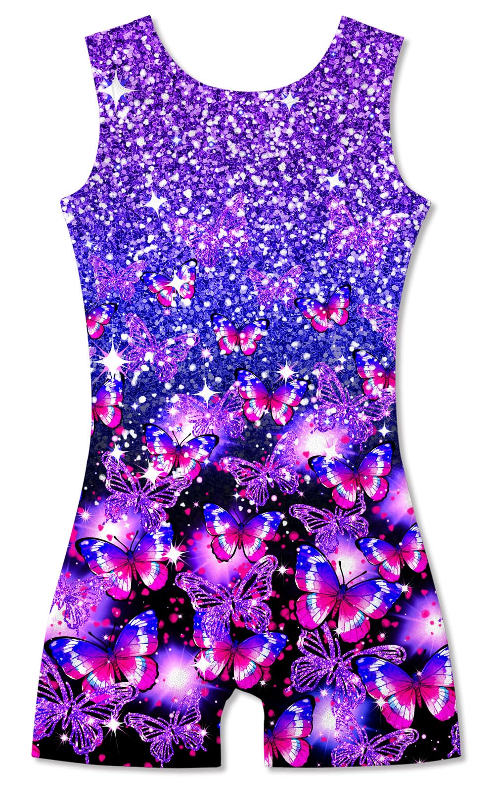 Funnycokid Gymnastics Leotards for Girls with Shorts Sparkly Kids Biketards Dance Unitard 3-10 Years