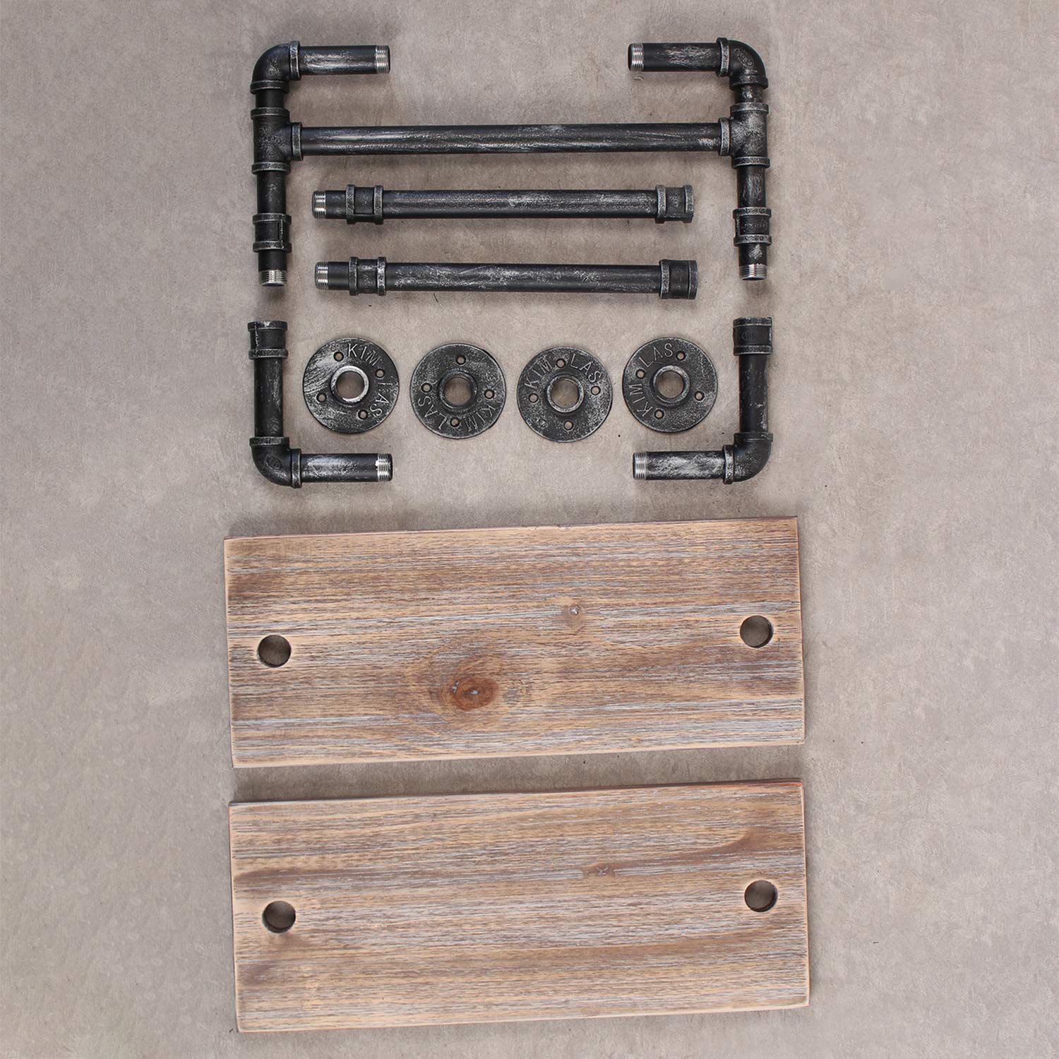 MBQQ Industrial Pipe Shelf Bathroom Shelves Wall Mounted,19.6in Rustic Wood Shelf with Towel Bar,1 Tier Farmhouse Towel Rack,Pipe Shelving Floating Shelves Towel Holder,Black & White