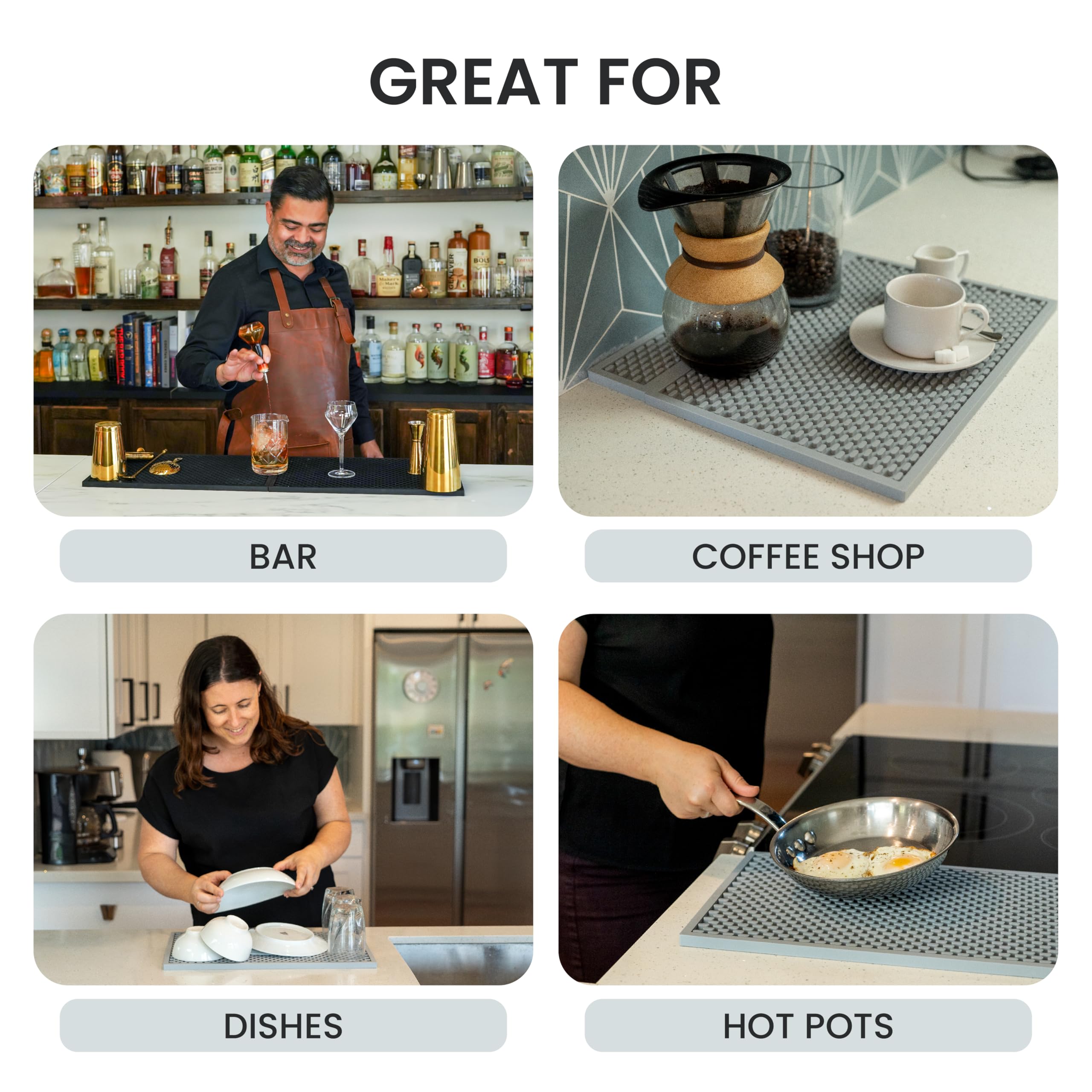 Premium A Bar Above Heavy Duty Bar Mat, Food Safe Silicone Mat, Mats for Bartending and Coffee, Commercial Strength Bartender Accessories, Dish Drying Mats for Kitchen Counter, Barista Accessories