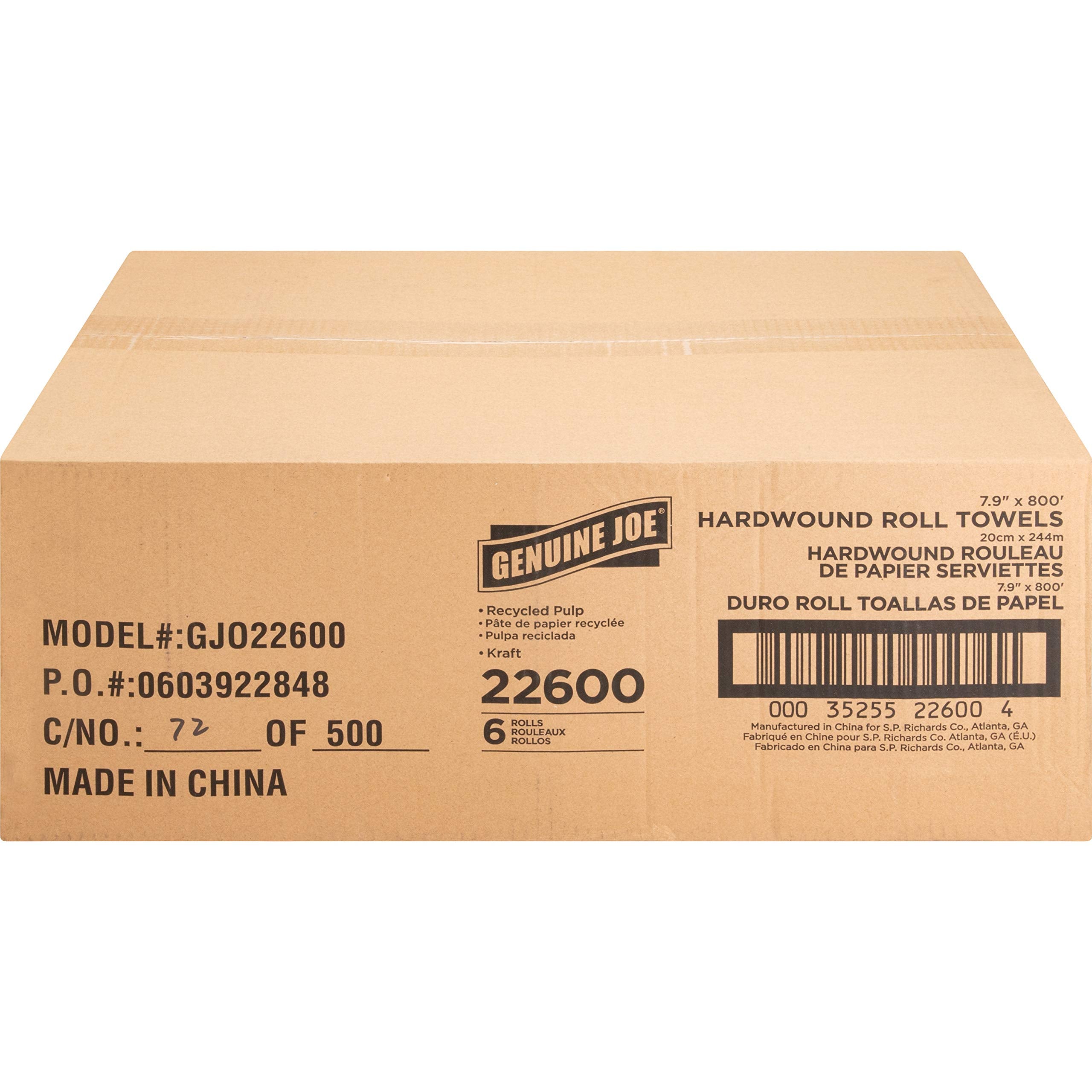 Genuine Joe GJO22600 Embossed Hardwound Roll Towels (Pack of 6)