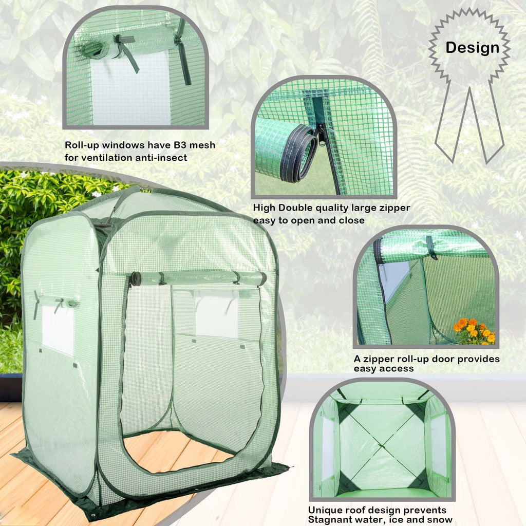 Porayhut Pop Up Greenhouse Tent,Portable X-Large Walk-in Flower House ,Indoor Outdoor Gardening Plant Sunshine Room with PE Mesh Cloth Cover for Protecting Plant from Cold Frost & Birds