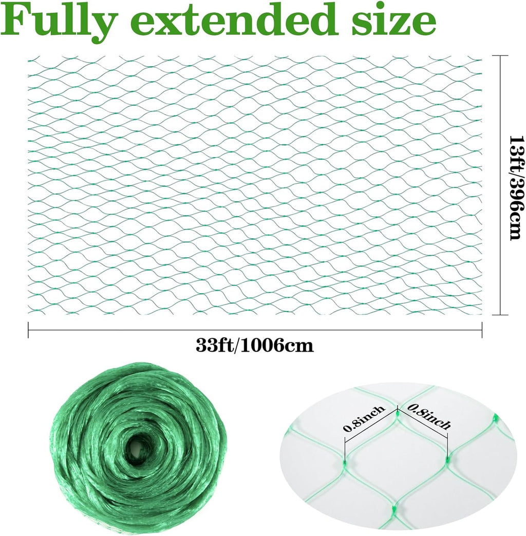 Bird Netting for Garden 13x33ft - Sukh Garden Netting Mesh for Garden Protection Bird Fence Plant Netting Chicken Coop Deer Squirrels Poultry Protect Fruit Trees Vegetable