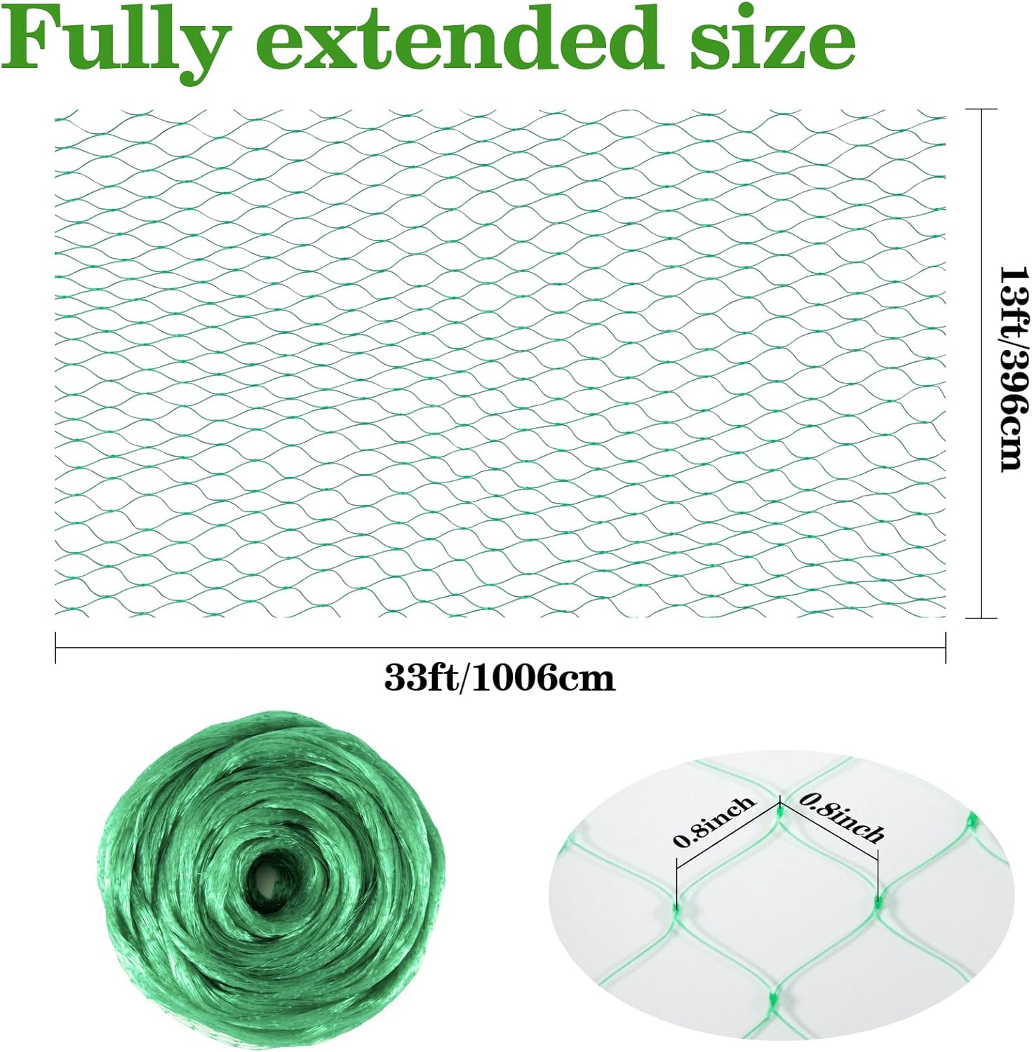 Bird Netting for Garden 13x33ft - Sukh Garden Netting Mesh for Garden Protection Bird Fence Plant Netting Chicken Coop Deer Squirrels Poultry Protect Fruit Trees Vegetable