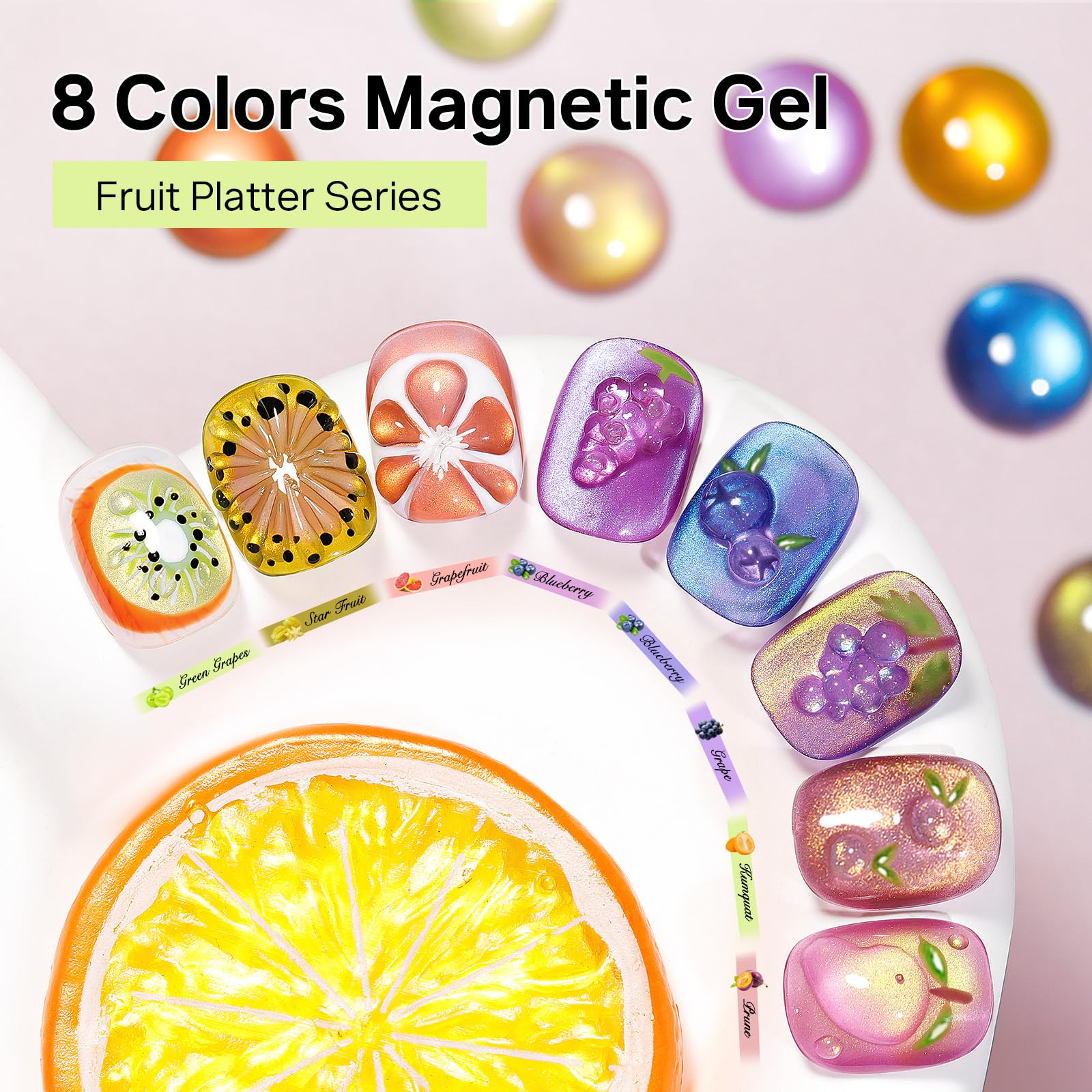 MIZHSE Cat Eye Gel Nail Polish, Moonlight Magnetic Gel Polish and Sheer Nude Nail Kit with 1 Magnet Stick, Glass Shiny Effect Silver Pink Purple Soak Off Manicure Home DIY