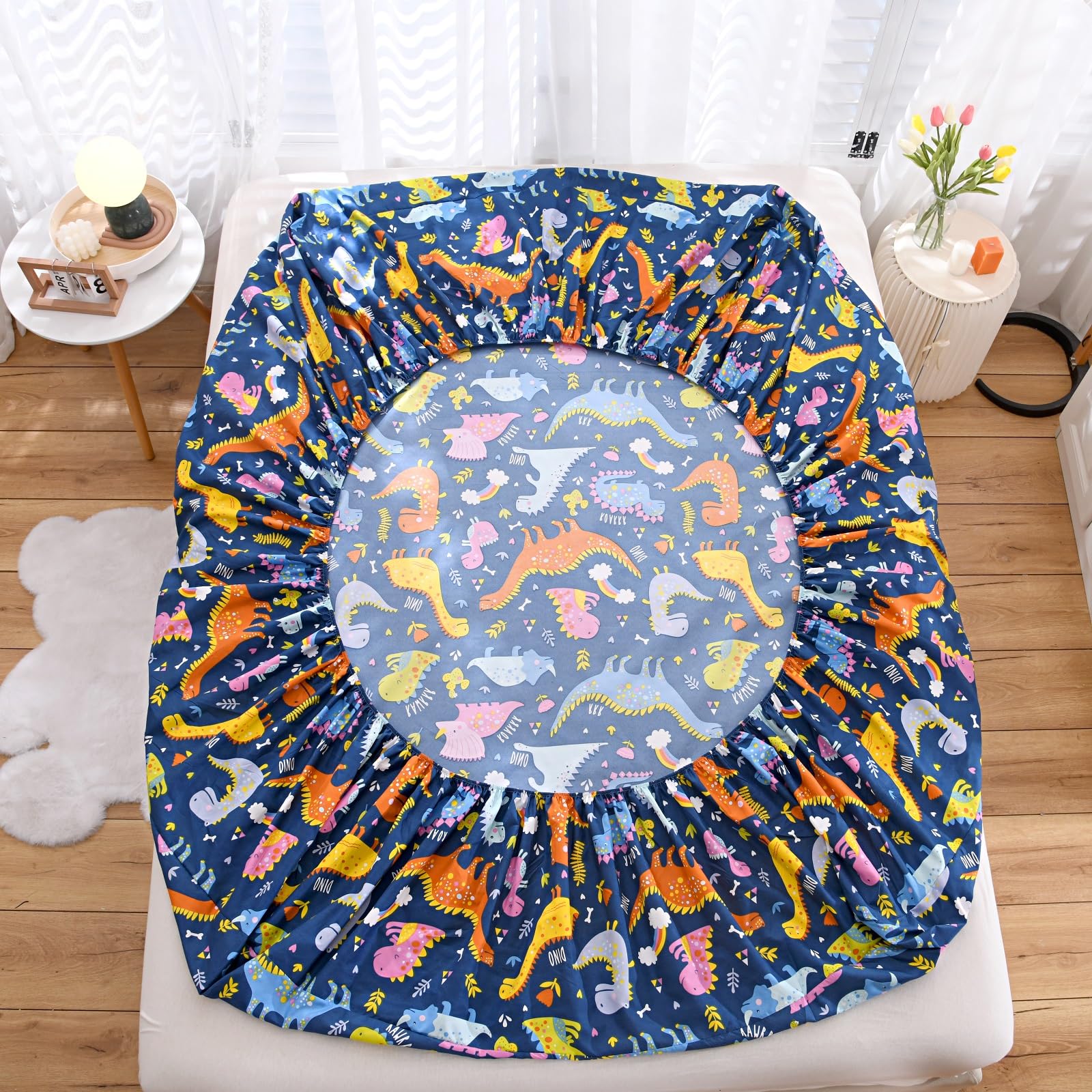 Bedding Fitted Sheet with Deep Pocket,3D Pattern Printed Fabric Bed Sheets (Black Butterfly,Twin)
