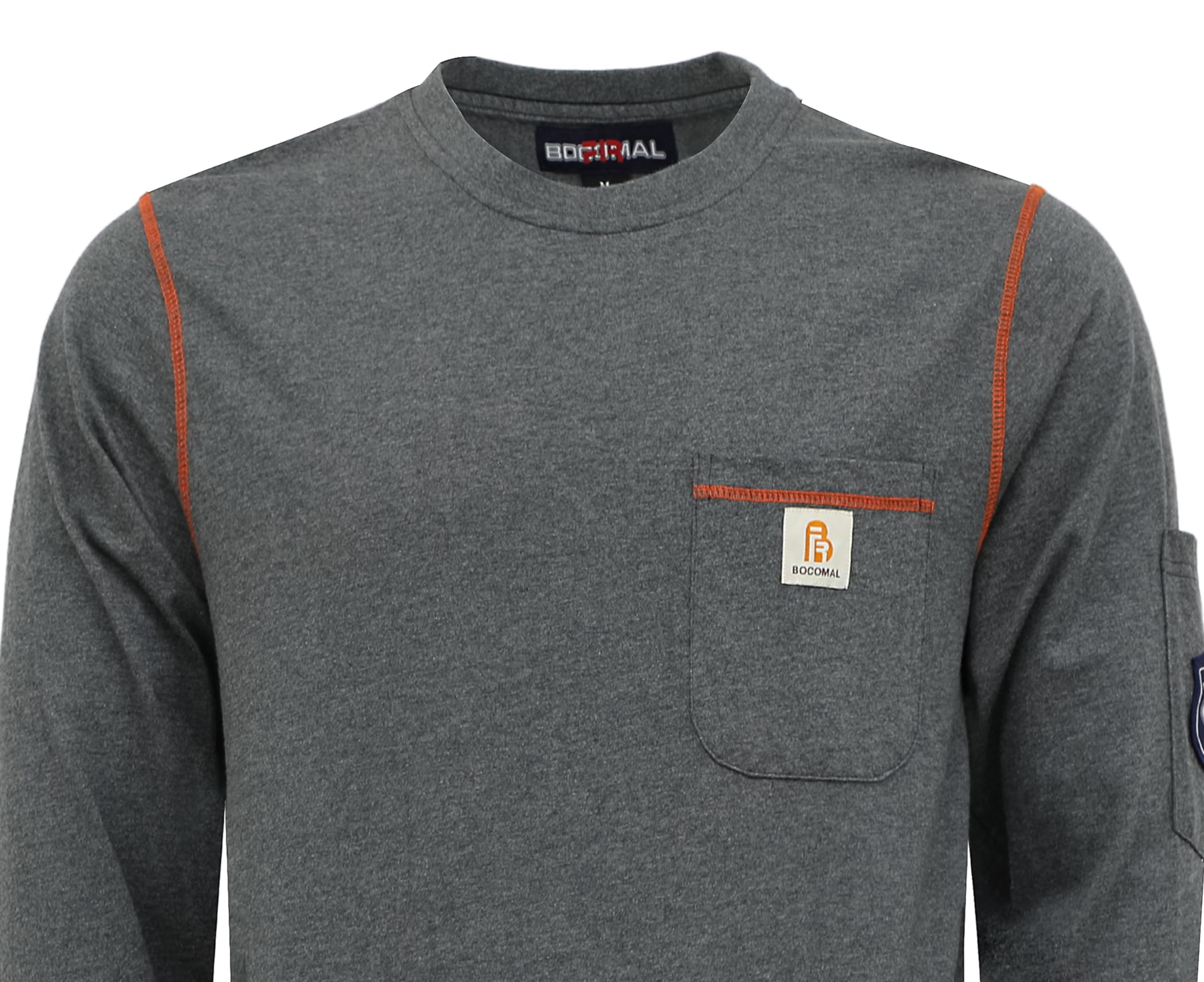 BOCOMAL FR Shirts for Men Lightweight Crew Long Sleeve Flame Resistant/Fire Retardant Shirt…