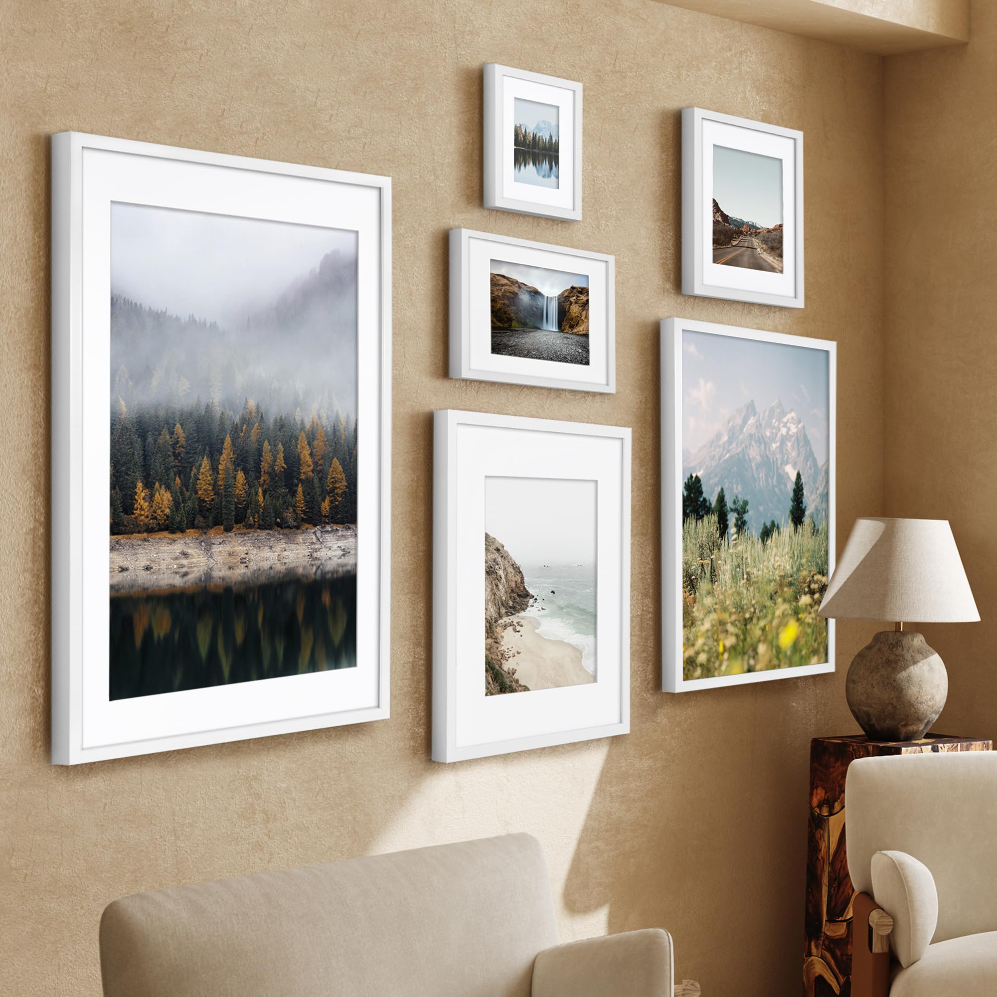Americanflat 5x7 Picture Frame with Shatter-Resistant Glass - Soho Collection - Gallery Style Deep Molding Picture Frames for Tabletop and Wall Display - Black