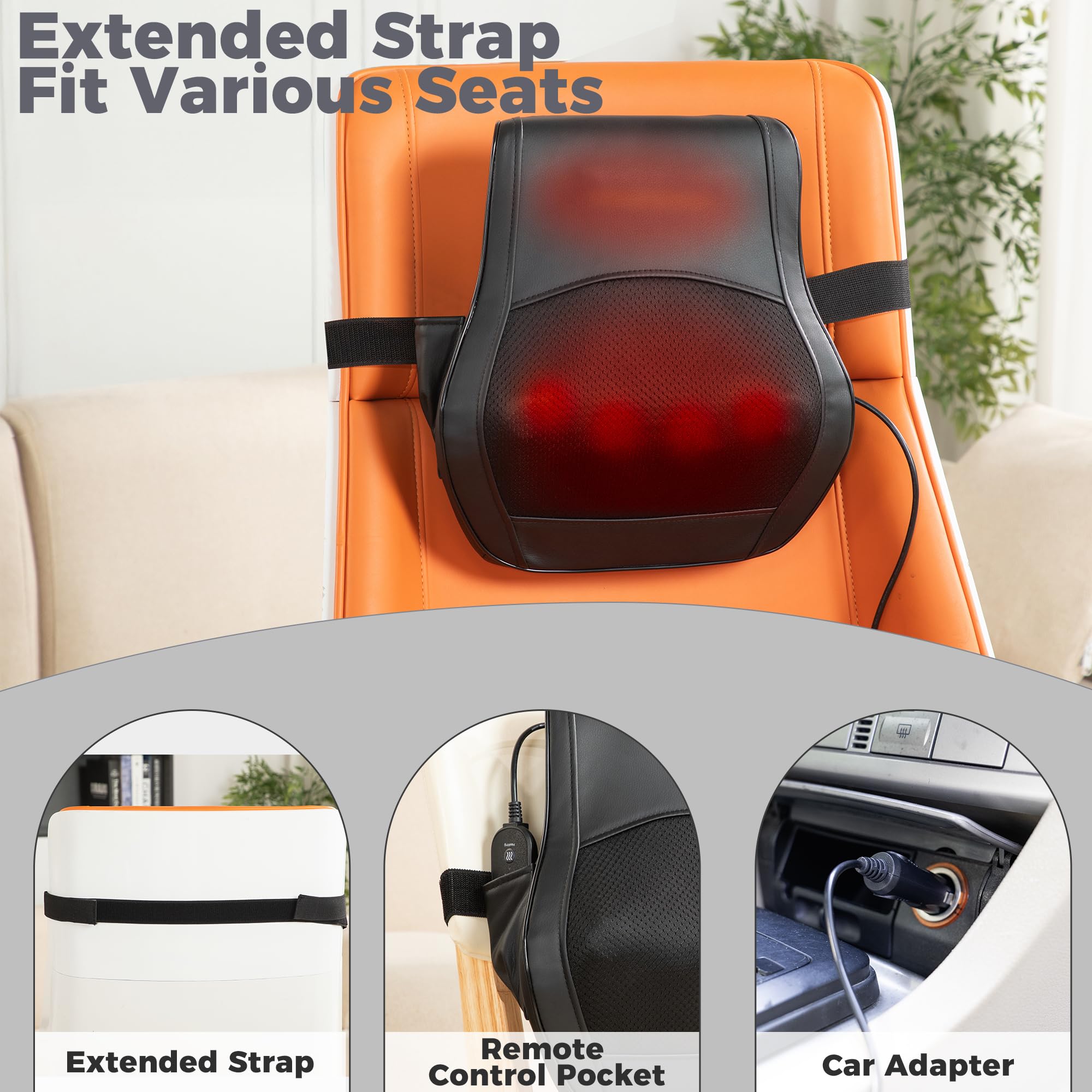 Brelley Neck and Back Massager for Pain Relief Deep Tissue with Heat, Shiatsu Shoulder Massager with Bi-Directional Rotating Head for Neck, Back, Shoulders, and Legs