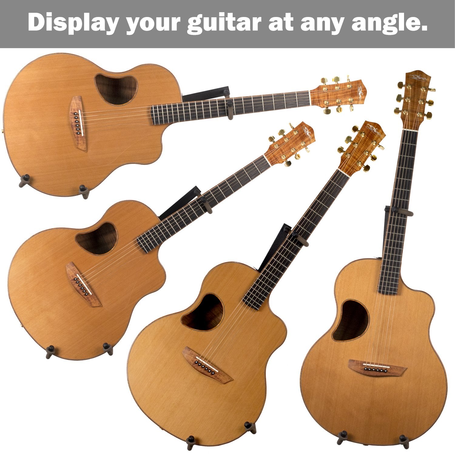 String Swing Guitar Holder Low-Profile Wide-Body for Horizontal Flat Wall Mount - 1 Piece Unit CC151-LPW-FW
