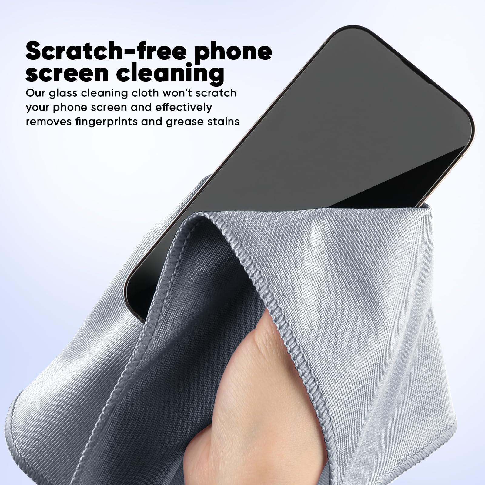 HOMEXCEL Microfiber Glass Cleaning Cloths 6 PK, Lint Free Streak Free, Reusable Microfiber Magic Cleaning Cloth for Cleaning Windows, Glasses, Mirrors, Screens, Stainless Steel, and More, Blue-14”×16”