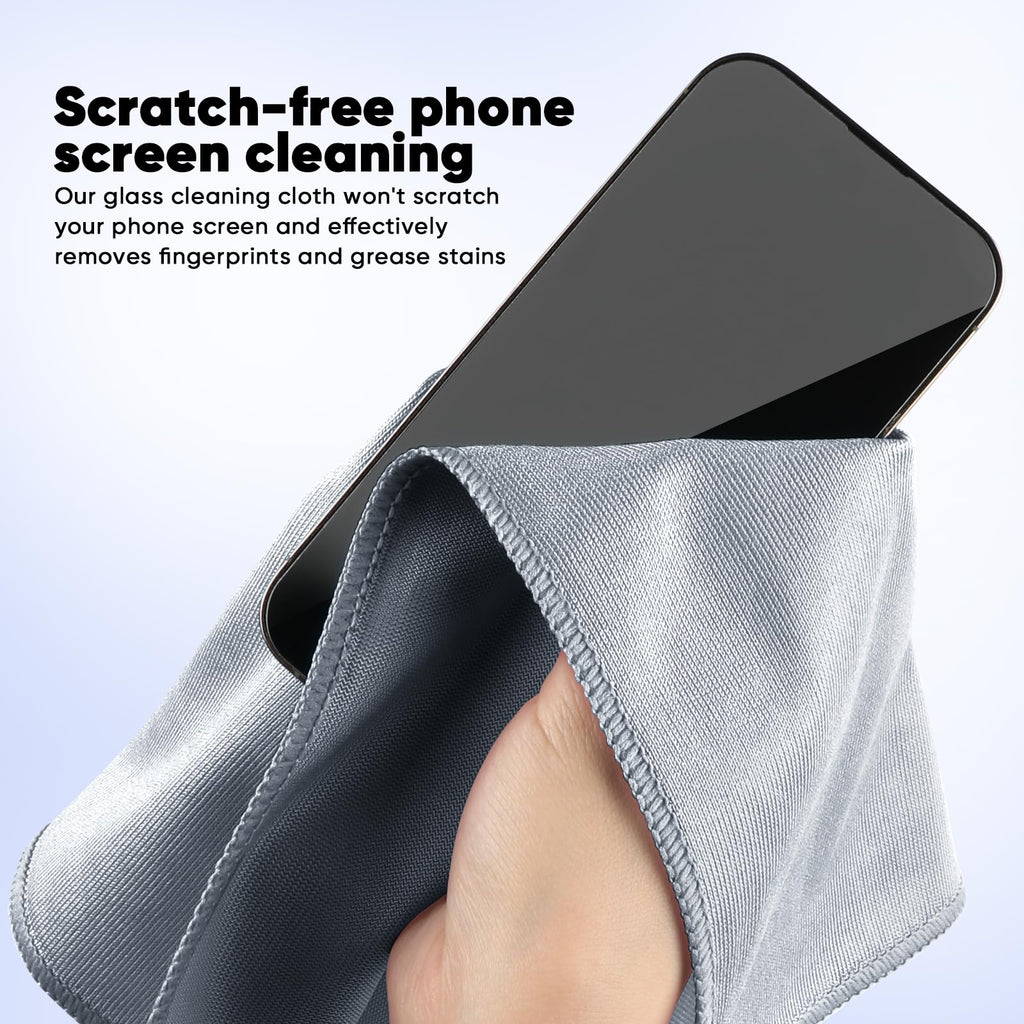 HOMEXCEL Microfiber Glass Cleaning Cloths 6 PK, Lint Free Streak Free, Reusable Microfiber Magic Cleaning Cloth for Cleaning Windows, Glasses, Mirrors, Screens, Stainless Steel, and More, Blue-14”×16”
