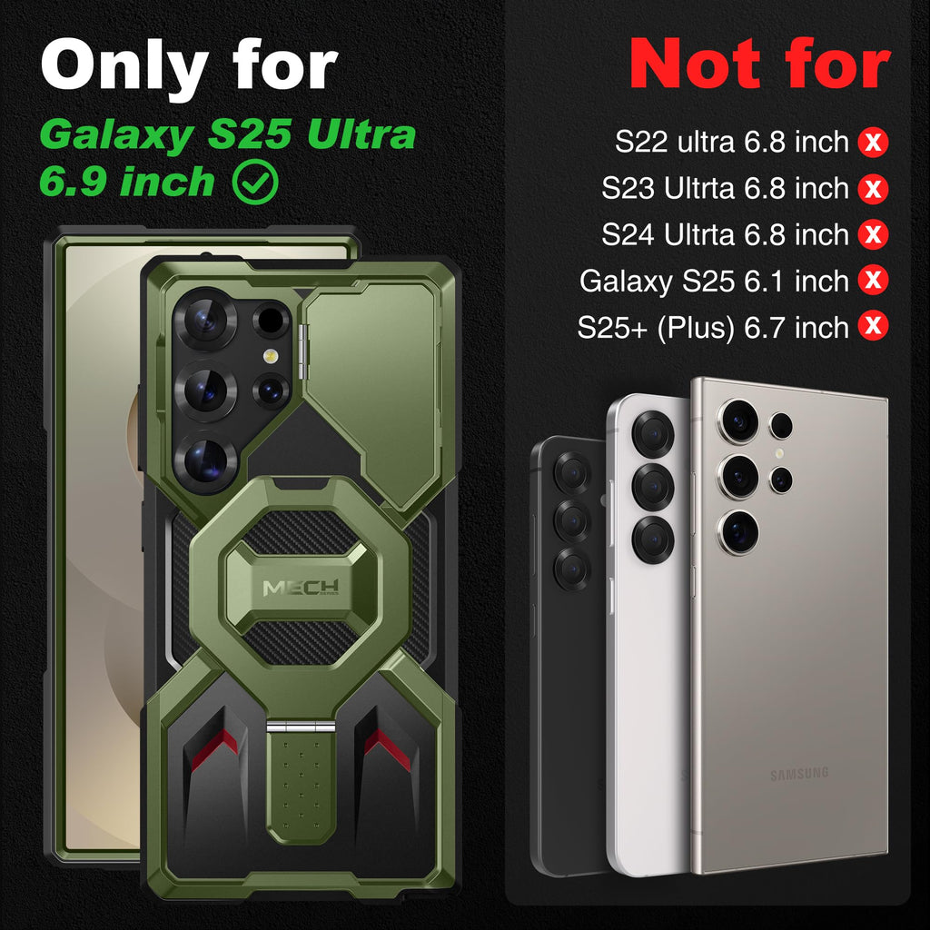 TONGATE Magnetic Stand for Samsung Galaxy S25 Ultra Case with Privacy Screen Protector, [Compatible with Magsafe] [Military Drop Protection] S25 Ultra Case with Camera Cover & Belt Clip, Black 6.9"