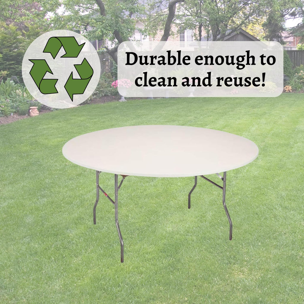 Kwik-Covers 60" Round Fitted Plastic Table Covers, 5 Pack (Black)